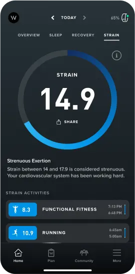 Maximize your training with WHOOP strain scores. 