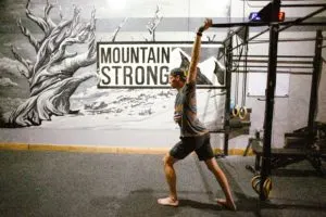 Climber Matt Lloyd works out with WHOOP at his gym, Mountain Strong. 