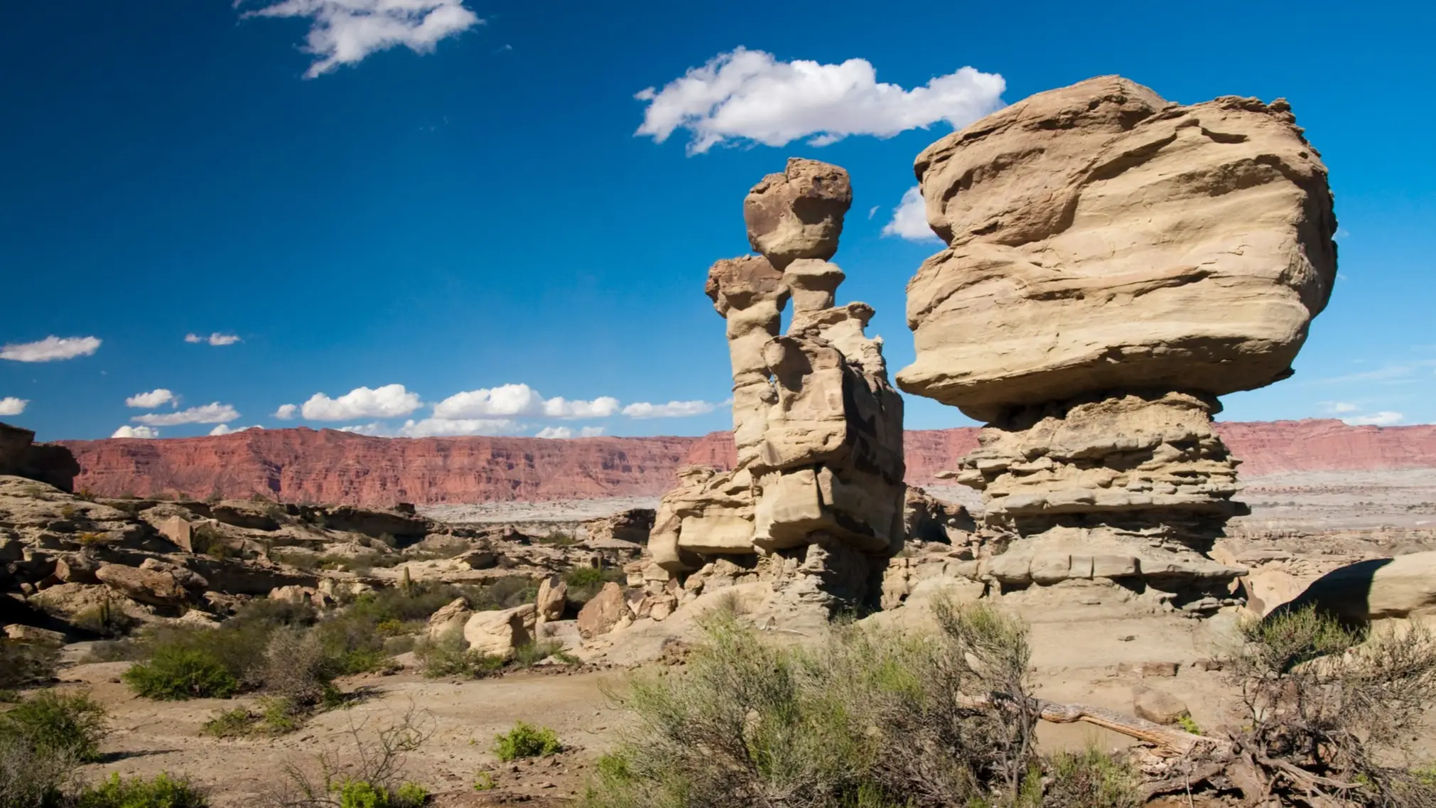 Argentinien Valle de la Luna Der Ischigualasto Provincial Park in Argentinien, auch bekannt als Valle de la Luna oder Mondtal, ist ein Traum für Geologen mit spektakulären Mondlandschaften und seltsamen Felsformen.