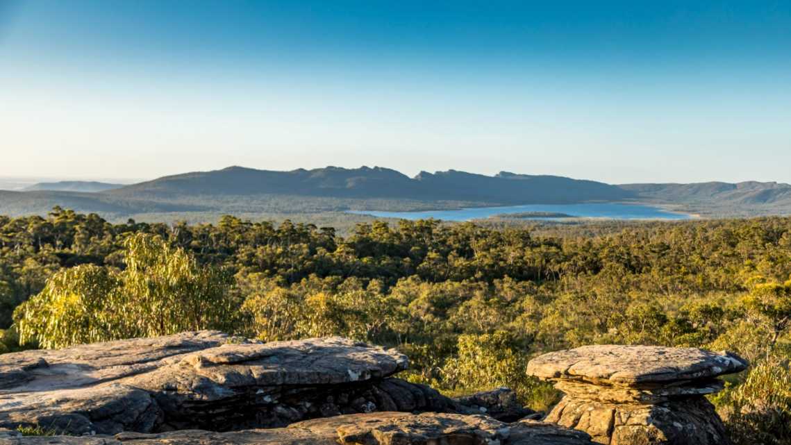 Vue depuis le Reed Lookout dans le parc national des Grampians à Victoria, Australie.
