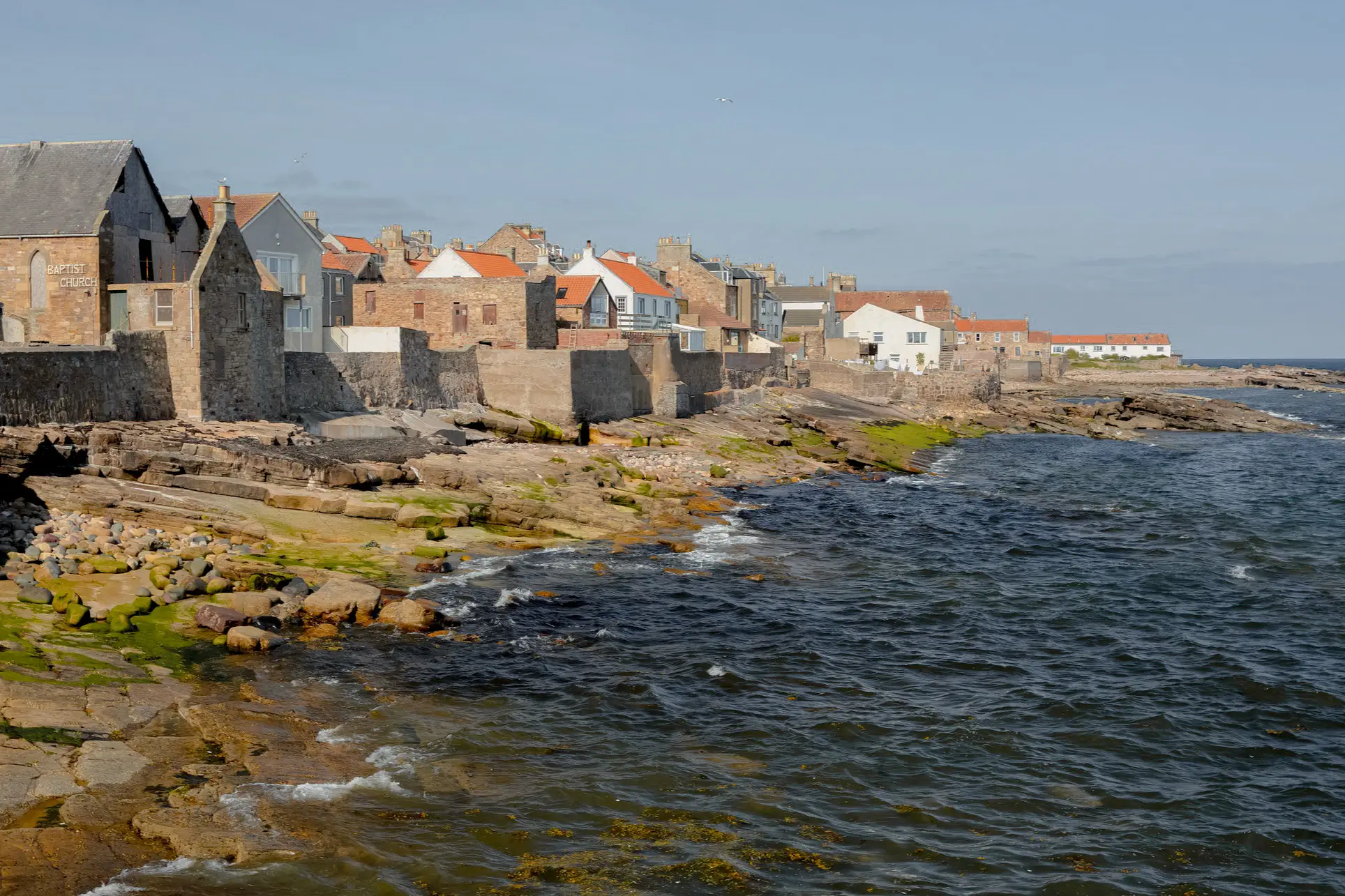 Scotland, Fife Peninsula, Anstruther View of the buildings and coastline of the village of Anstruther, Fife Peninsula, Scotland.