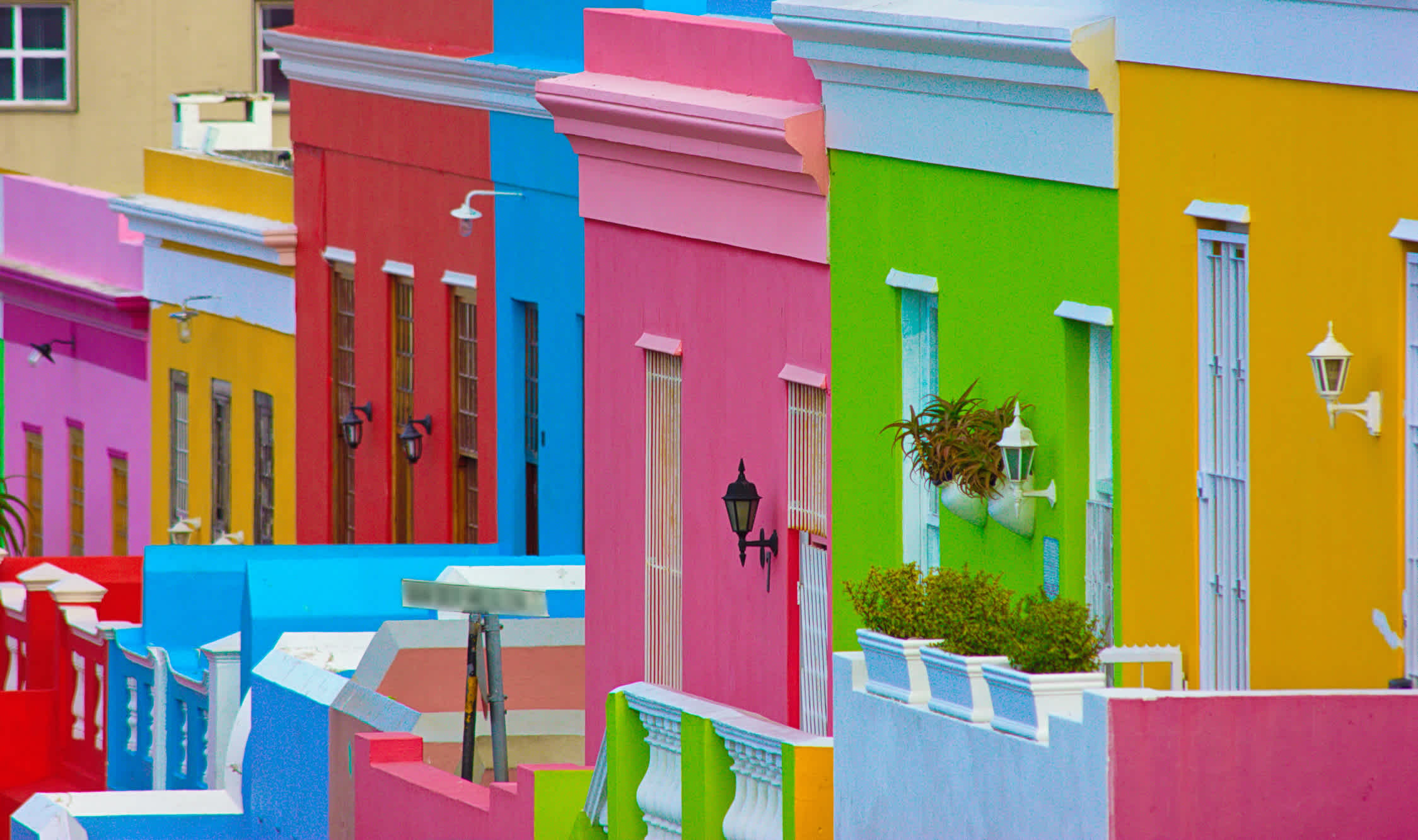 Blick zum Bunte Bo Kaap Nachbarschaft in Kapstadt, Südafrika.