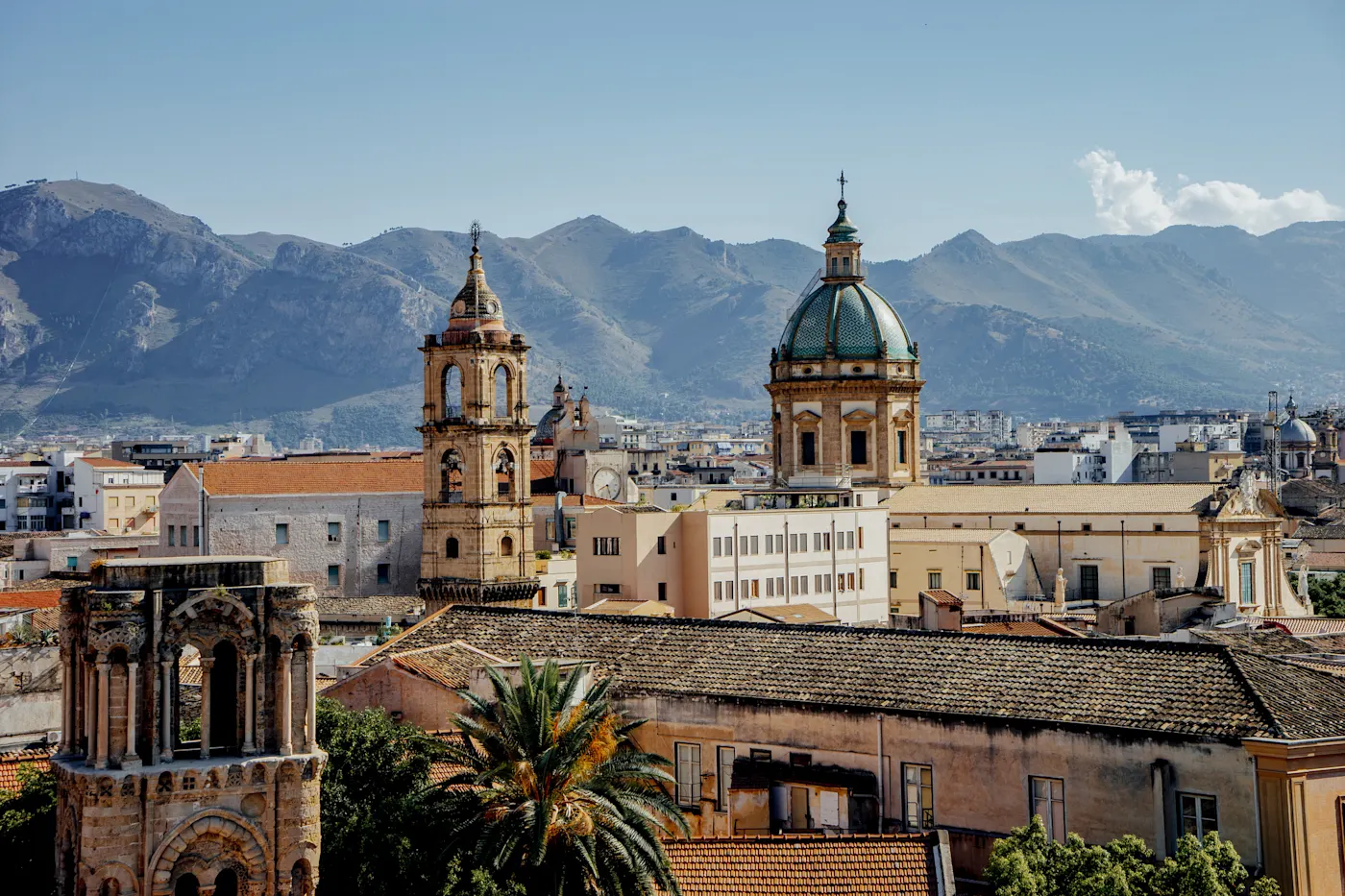 View of the Palermo skyline on a sunny day, Sicily, Italy

