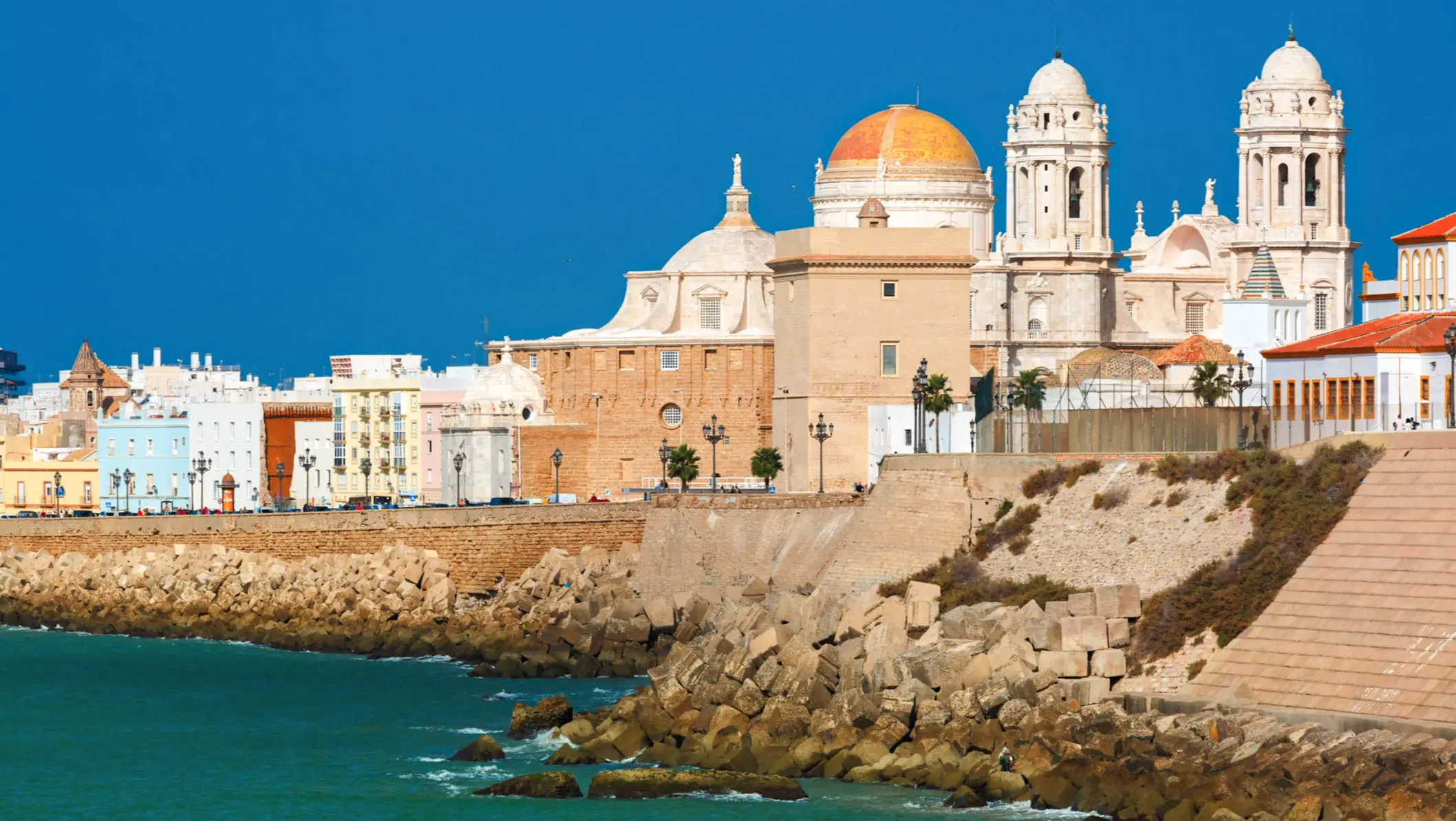 Spanien, Andalusien, Cadiz Panormama Aufnahme der Stadt von Cadiz, Andalusien, Spanien