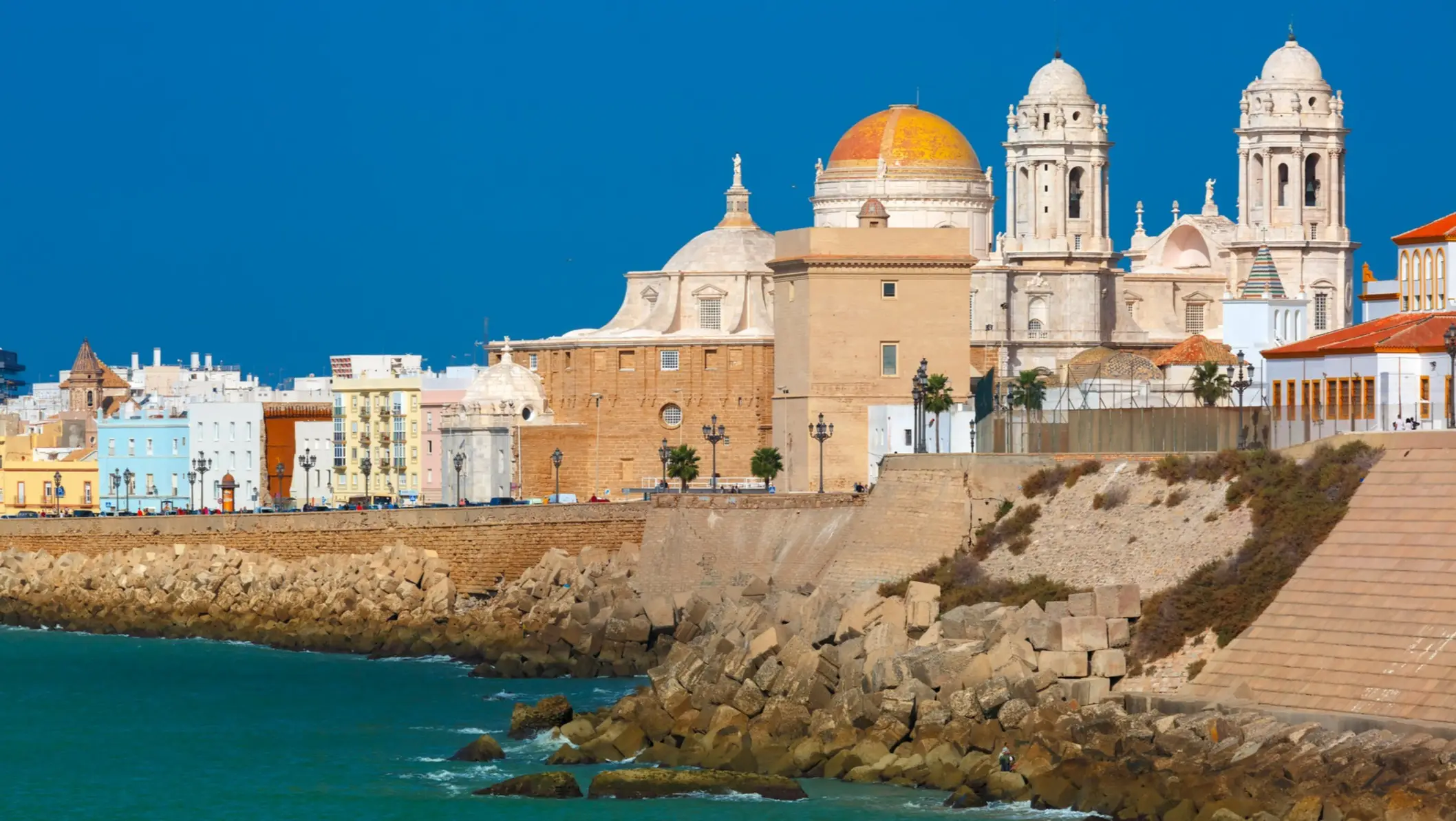 Spanien, Andalusien, Cadiz Panormama Aufnahme der Stadt von Cadiz, Andalusien, Spanien