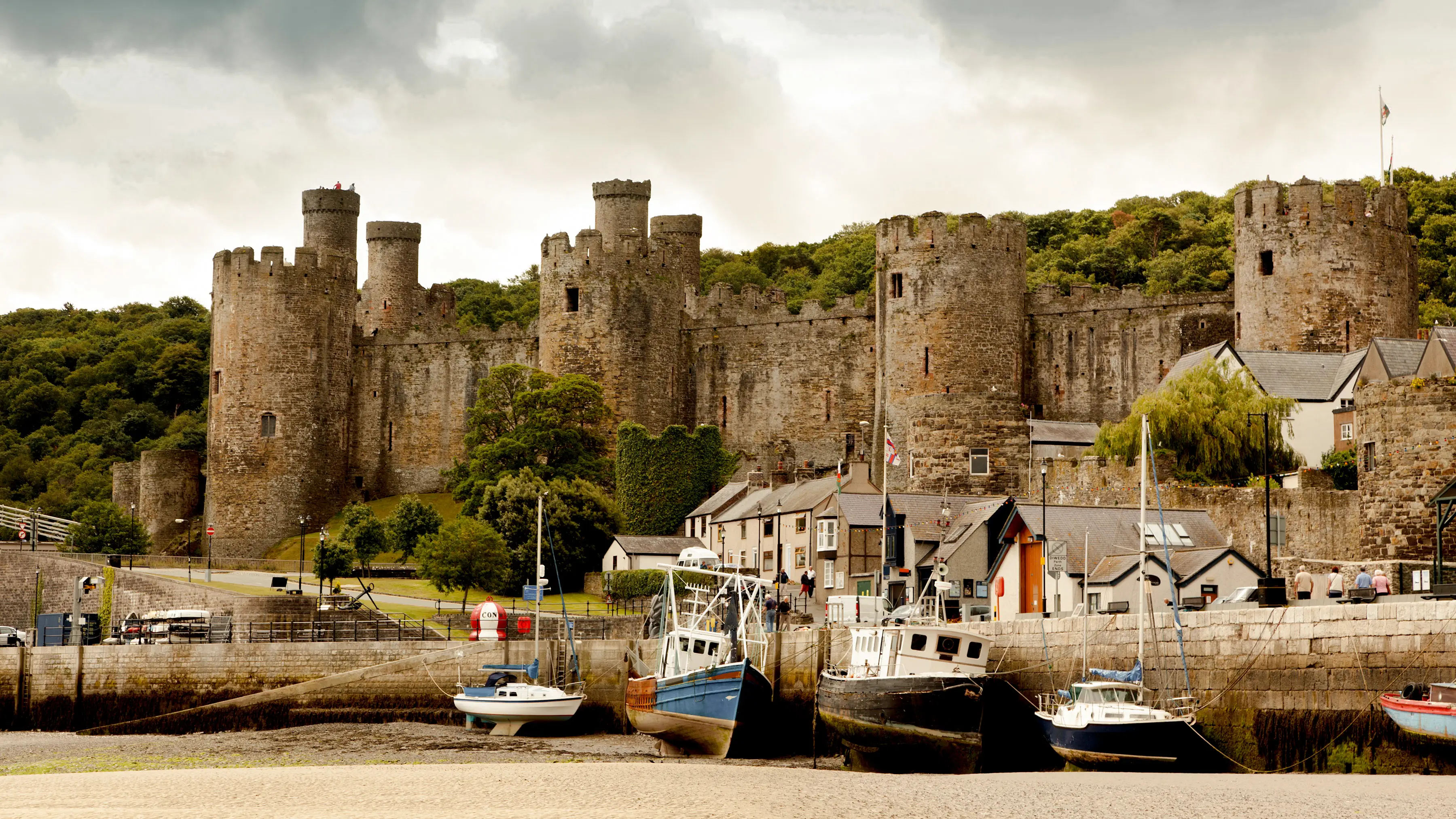 Blick auf den Schloss Conwy in Wales, Großbritannien.