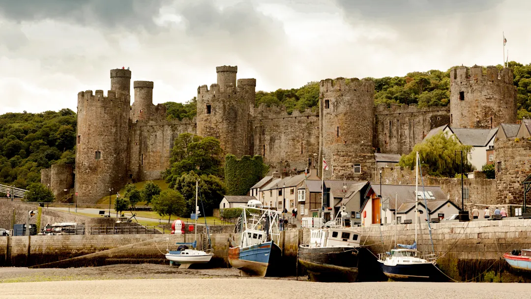 Blick auf den Schloss Conwy in Wales, Großbritannien.