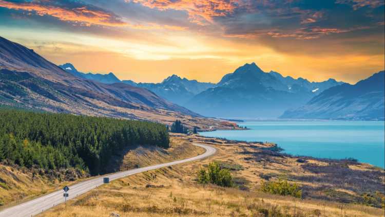 Vue panoramique sur un paysage naturel dans le sud de l'île de Nouvelle-Zélande.