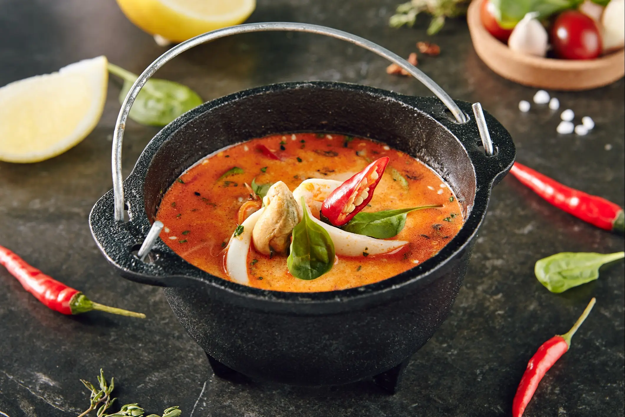 Thailändisches Essen, Tom Yum Kung Traditionelles Essen aus Thailand - Tom Yum Kung