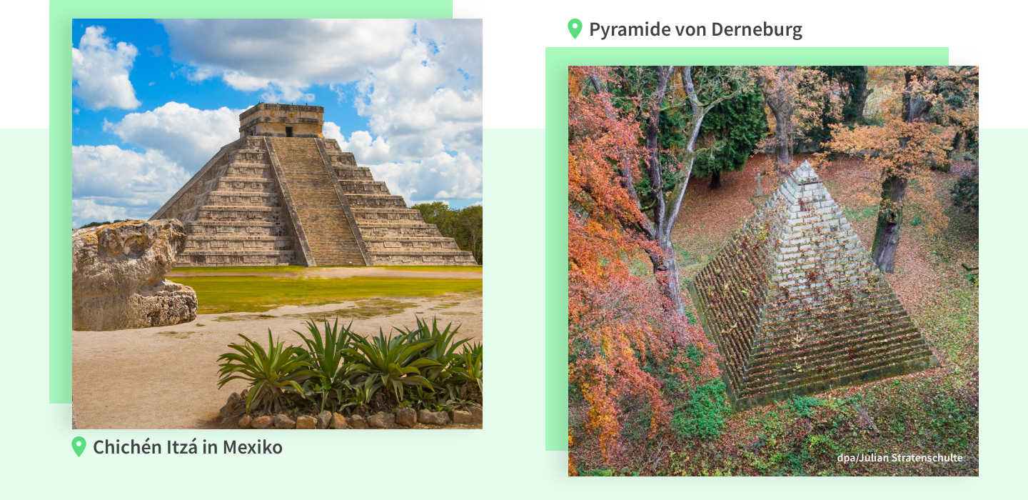 Chichén Itzá vs. Pyramide von Derneburg, Niedersachsen, Deutschland