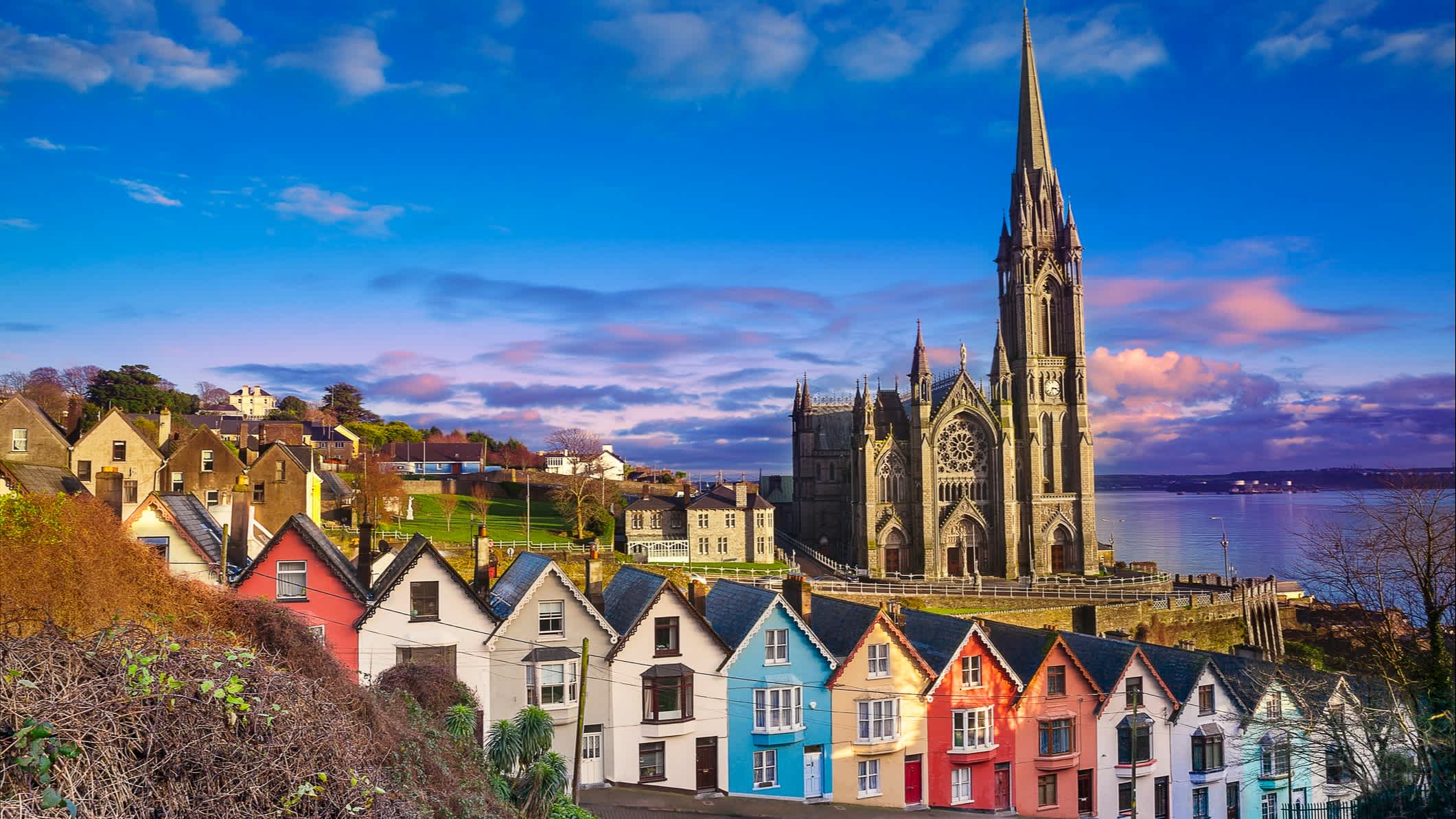 Häuser und Kathedrale in Cobh, Irland