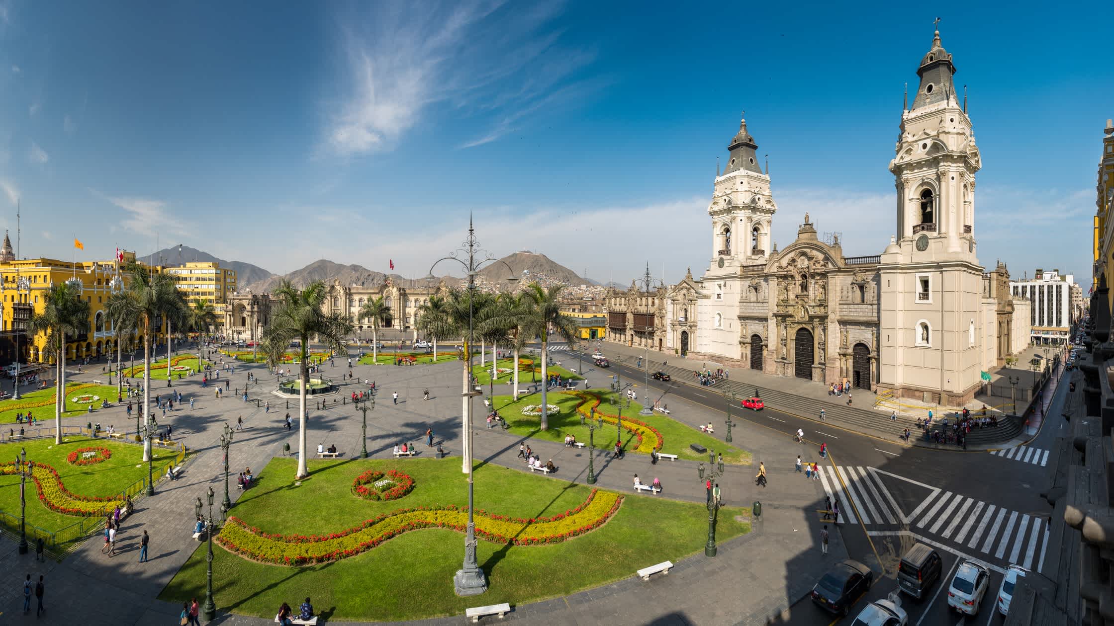 Vue aérienne de la place Saint-Martin à Lima, Pérou