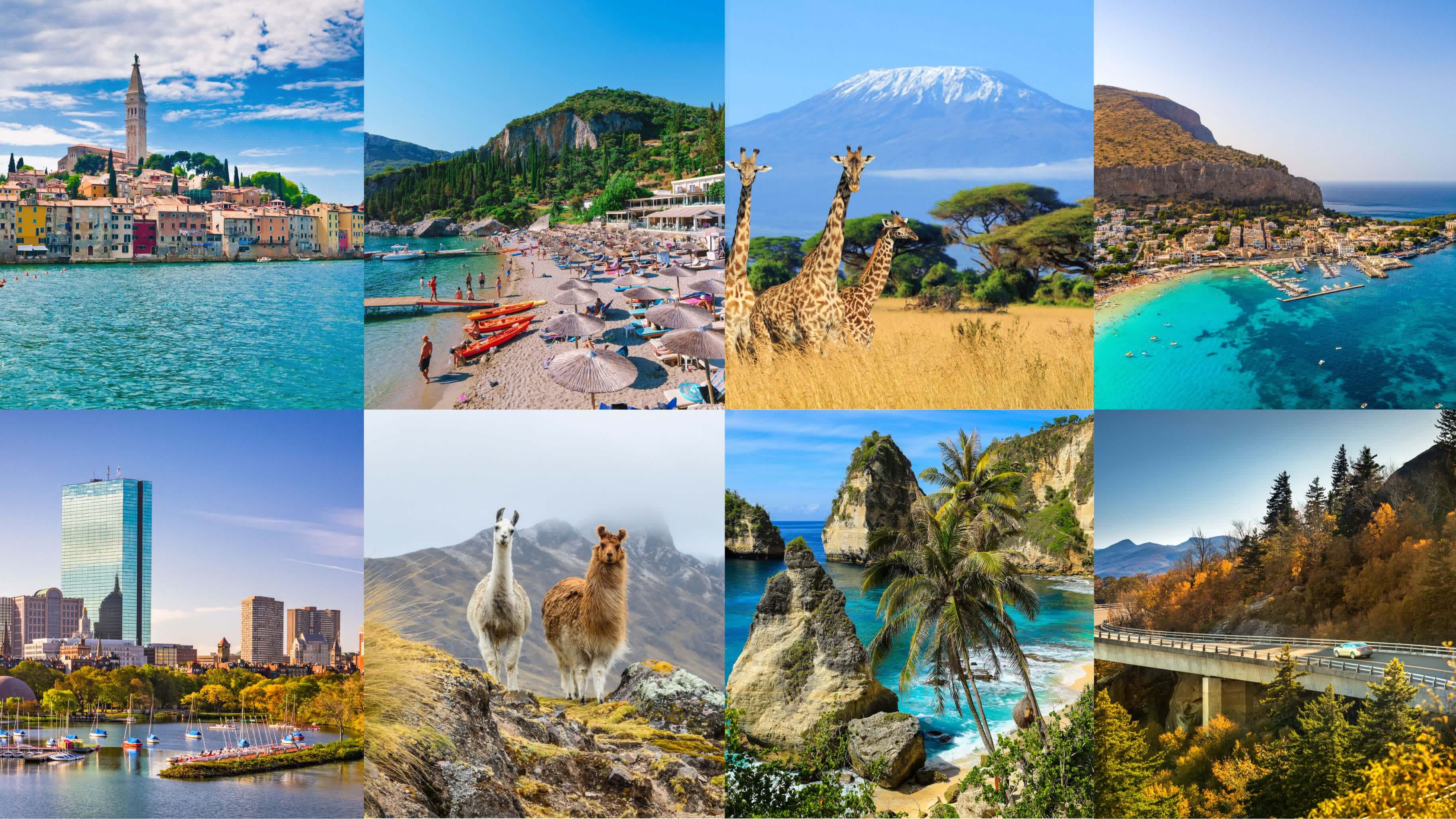 Collage de 8 destinations pour septembre