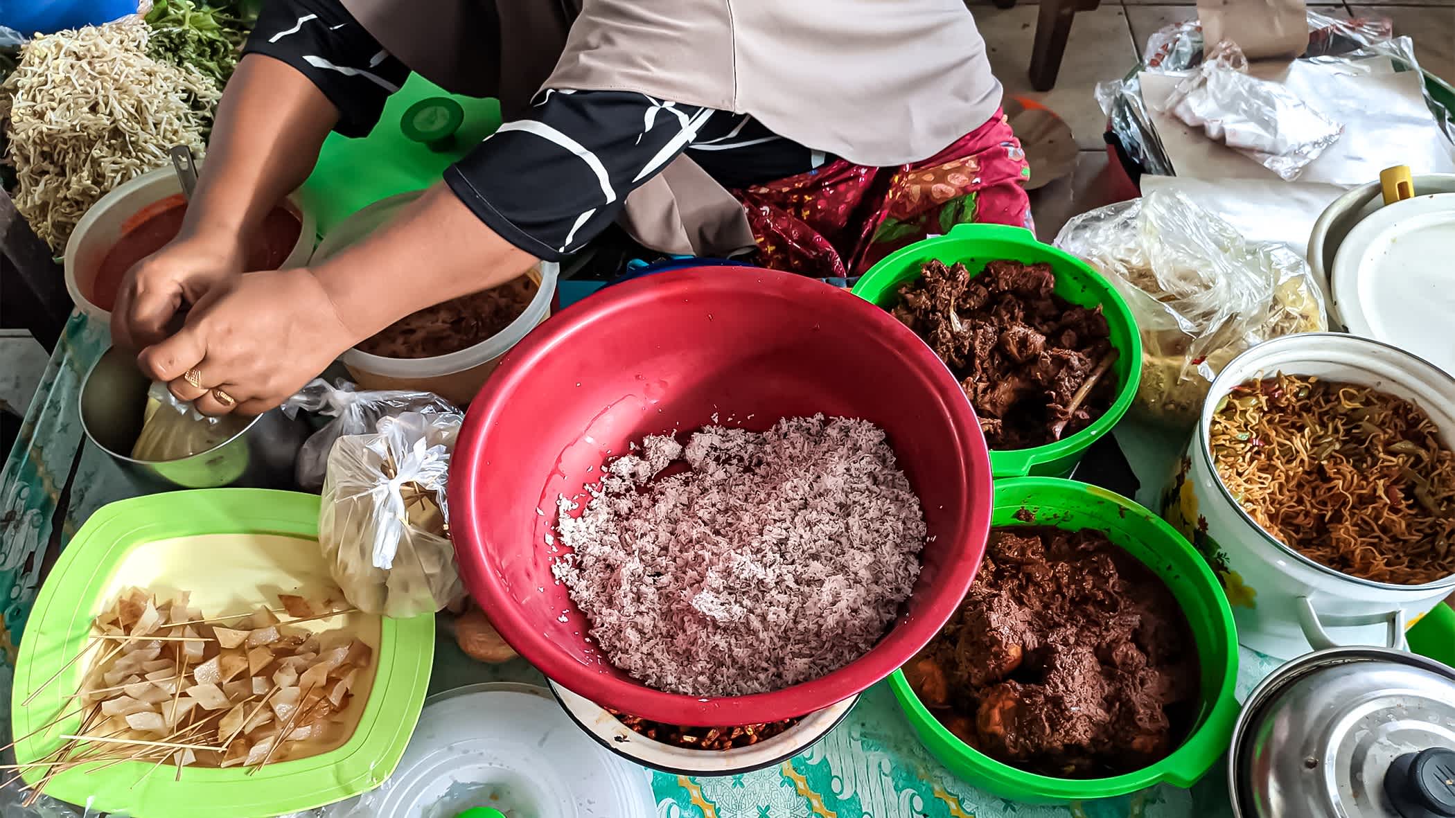 Ein traditioneller Markt auf Lombok, Indonesien