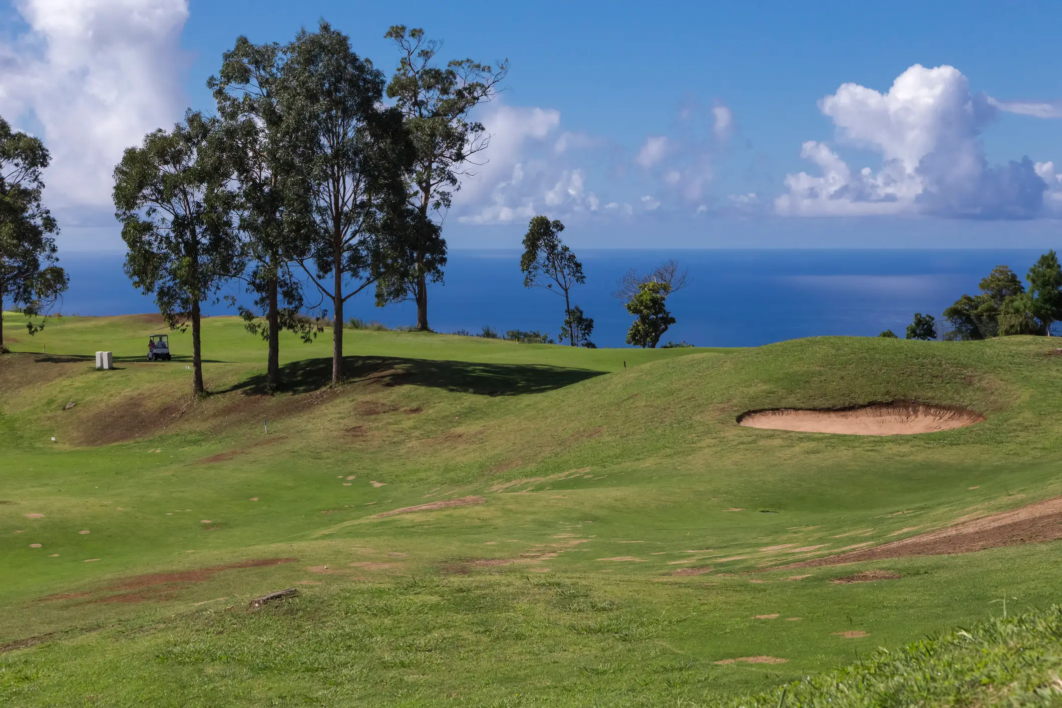 Madeira, Golf Blick auf den Golfplatz mit Meereshintergrund in Madeira