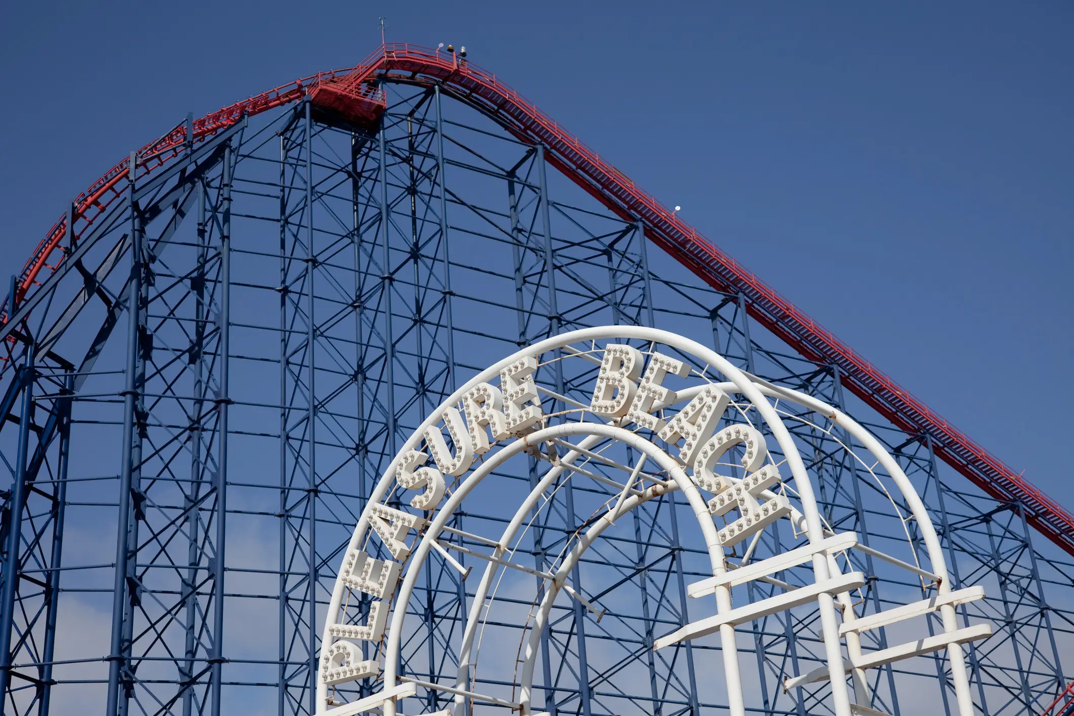View of the Blackpool Pleasure Beach roller coaster, Blackpool England.