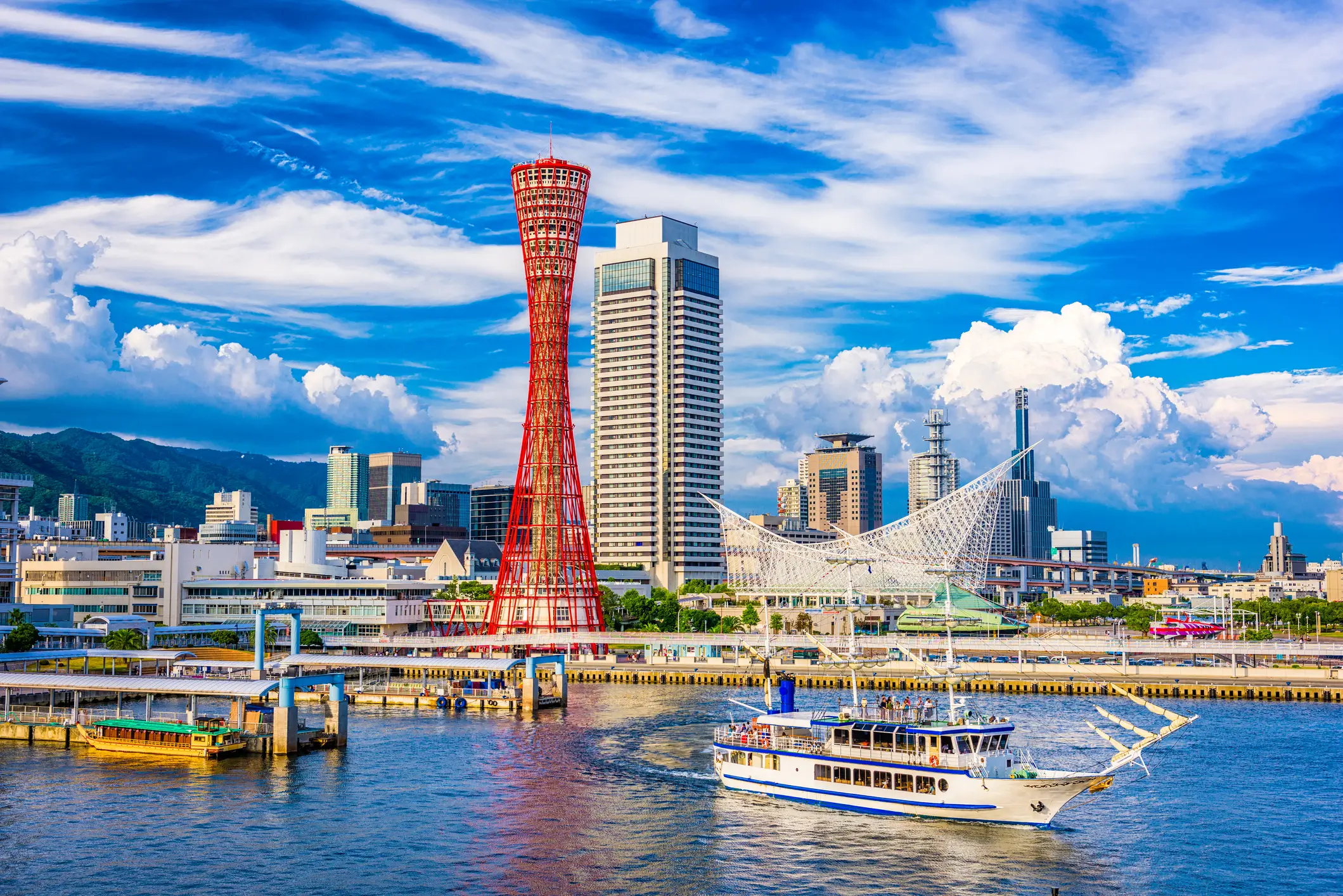 Vue de la silhouette de la ville du port de Kobe, Japon.