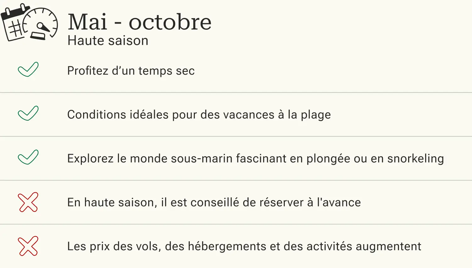 Avantages et inconvénients d'un voyage à Moorea en haute saison.