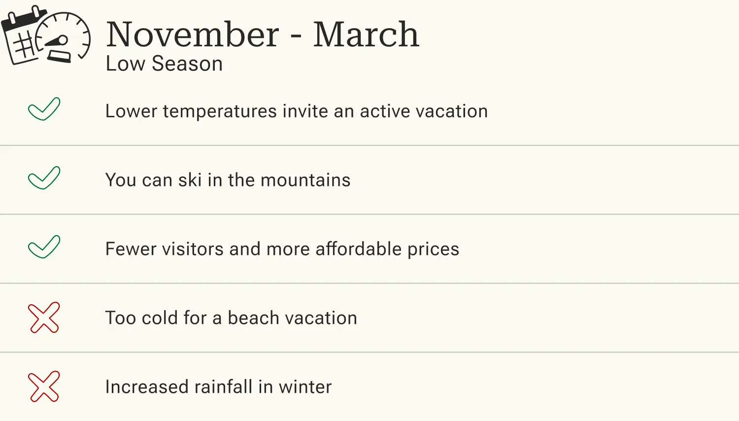 Advantages and disadvantages of traveling to Sardinia in the low season