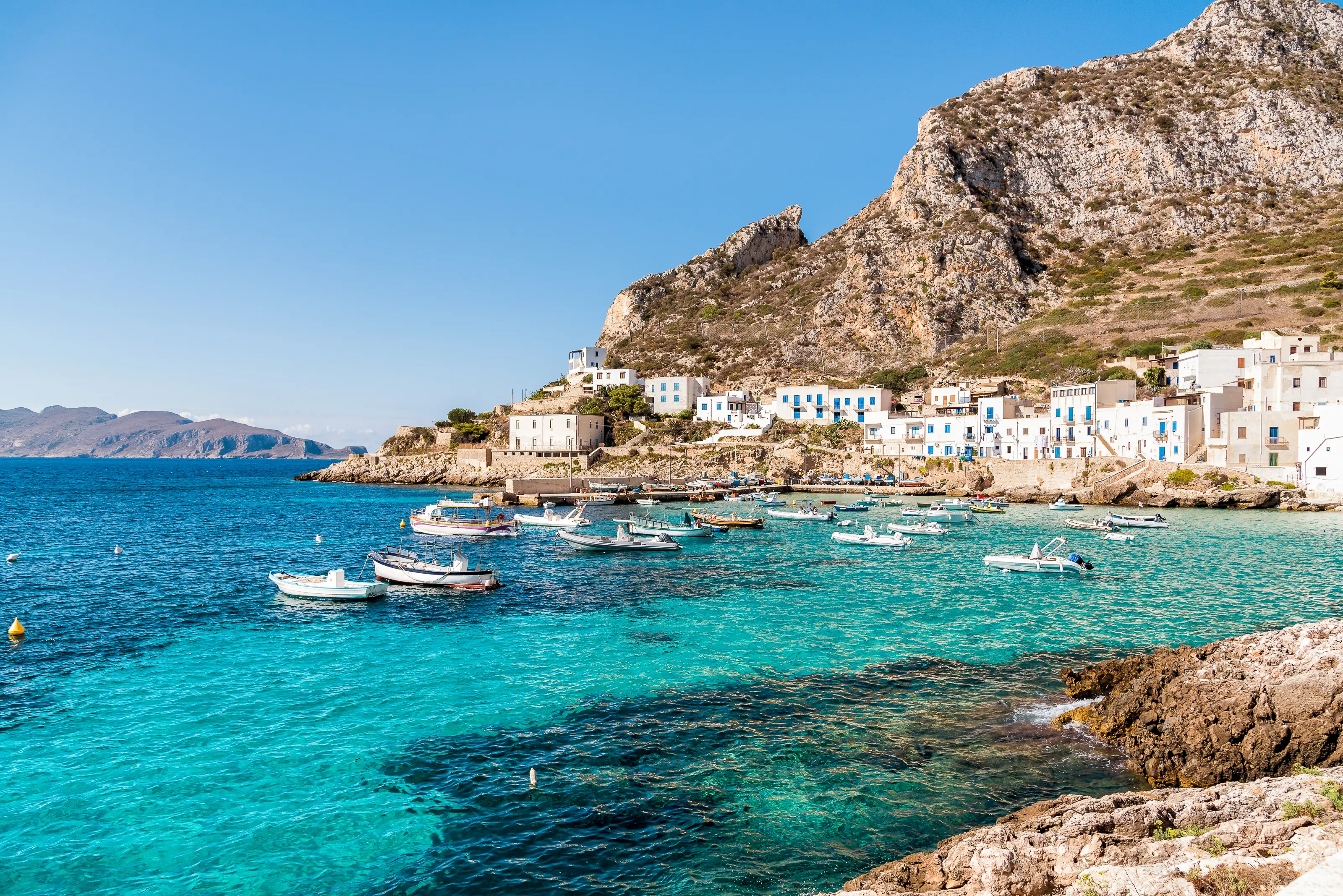 Italien, Levanzo Hafen auf der Insel Levanto