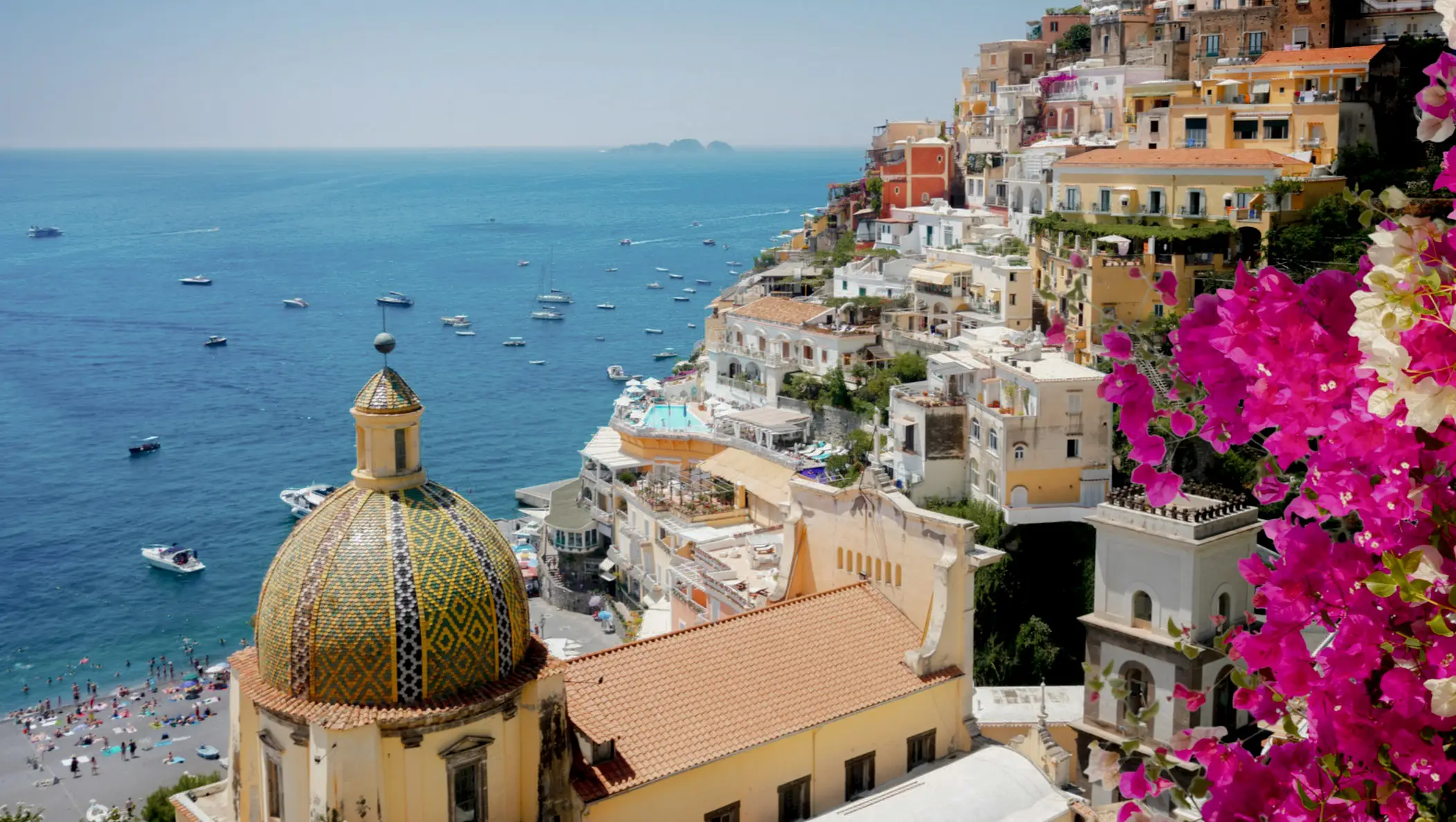 Vieille ville de Positano Photo de la vieille ville de Positano avec vue sur la mer