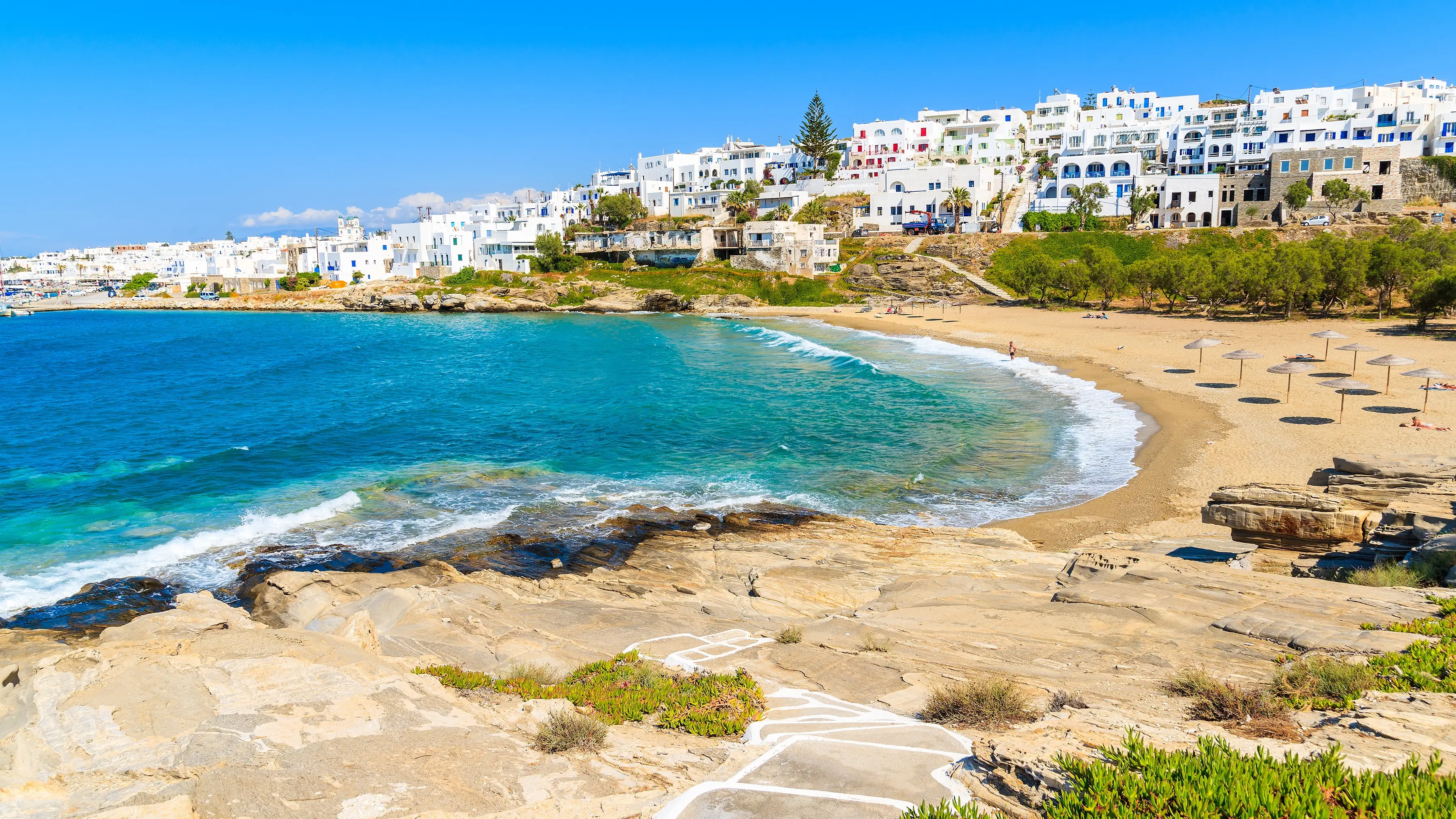 Paralia Piperi, Naoussa, Paros, Griechenland Aufnahme des Paralia Piperi, Naoussa auf Paros, Griechenland