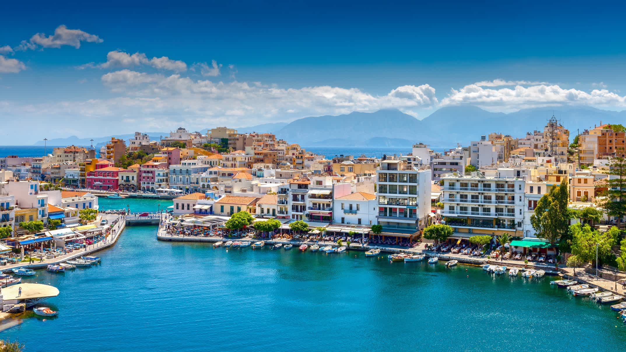 Blick auf den Agios Nikolaos Stadt auf Kreta, Griechenland

