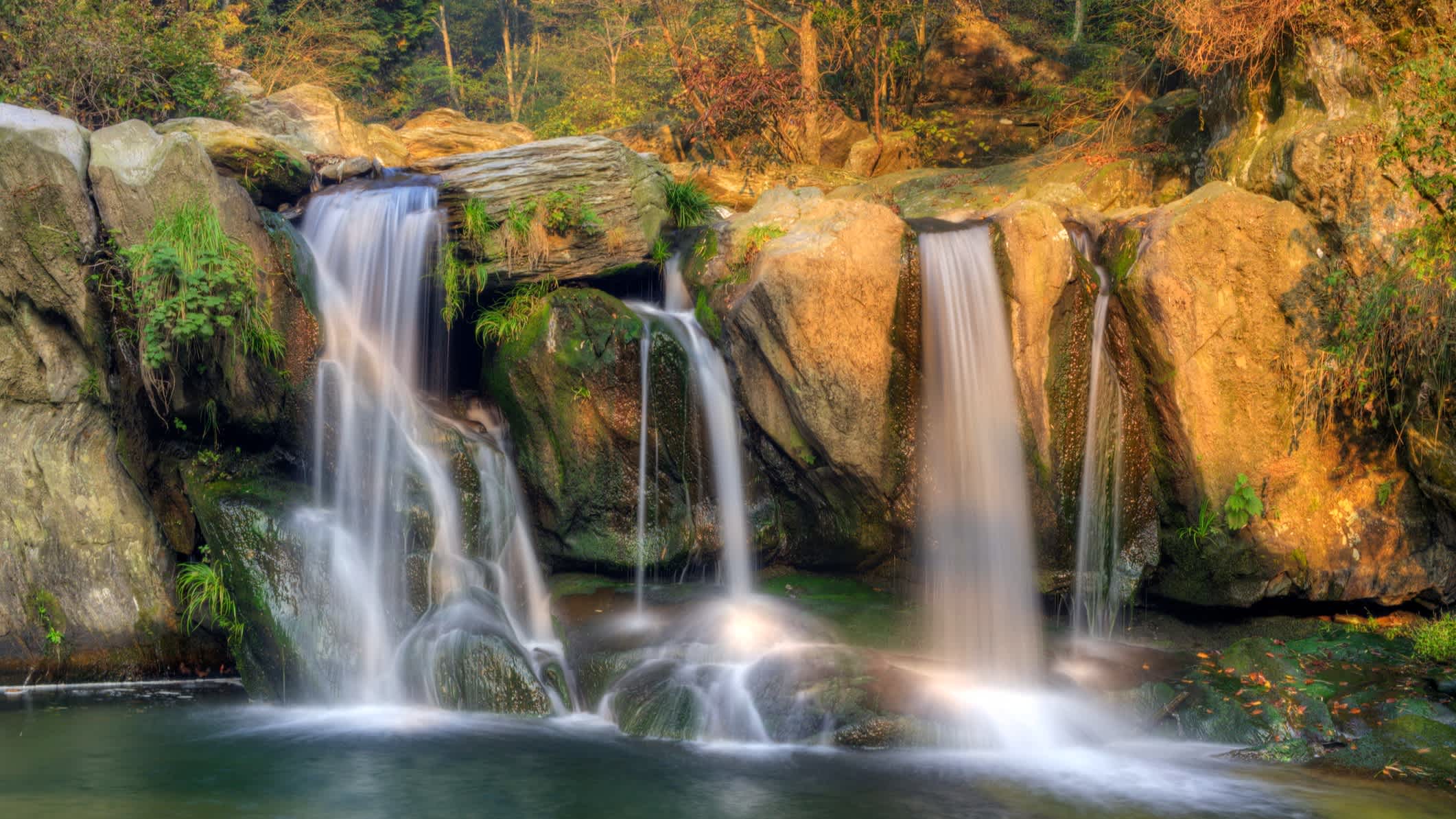 Waterfall in autumn, Mt. Lu Shan, China

