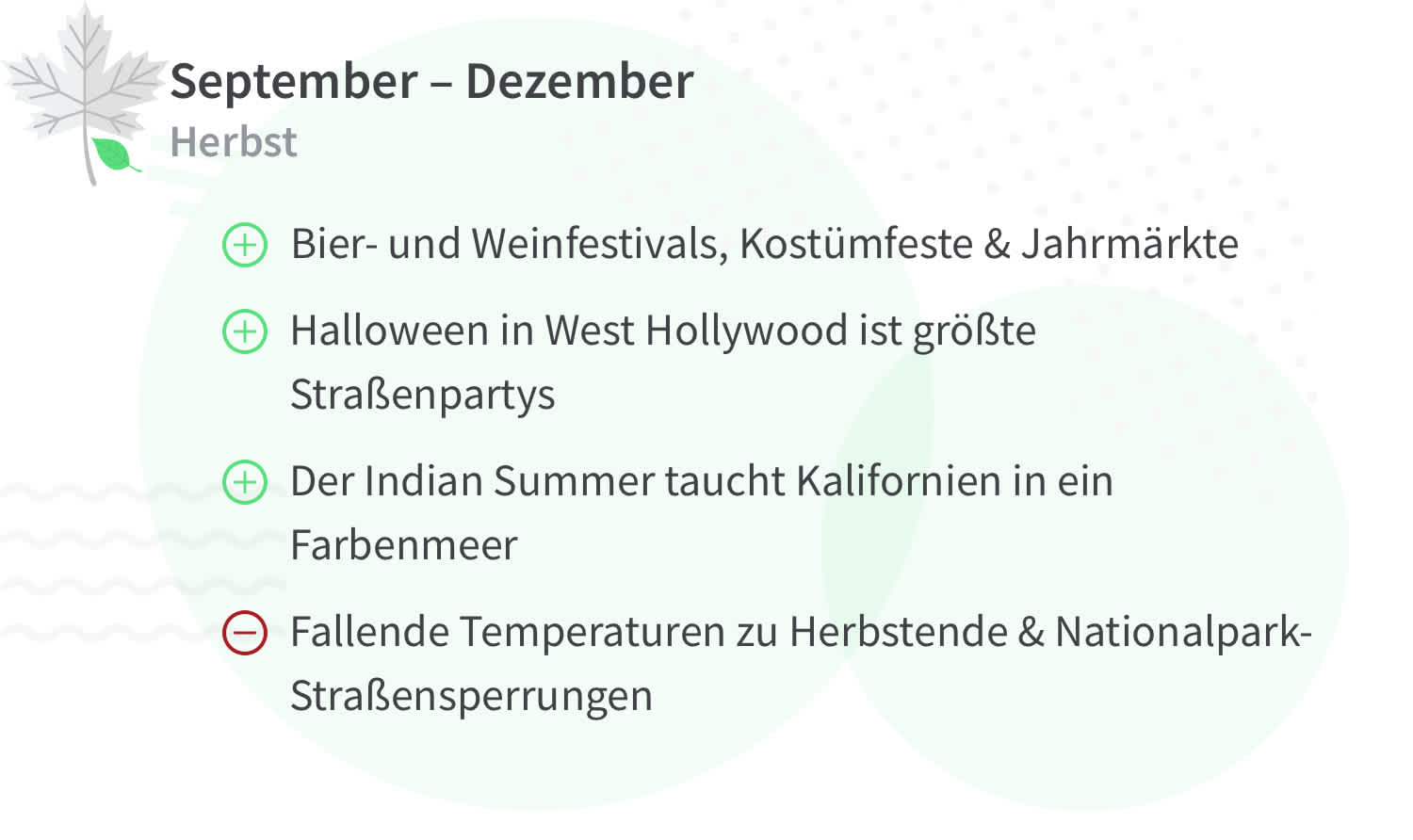 Vor- und Nachteile einer Reise nach Kalifornien im Herbst (September bis Dezember)