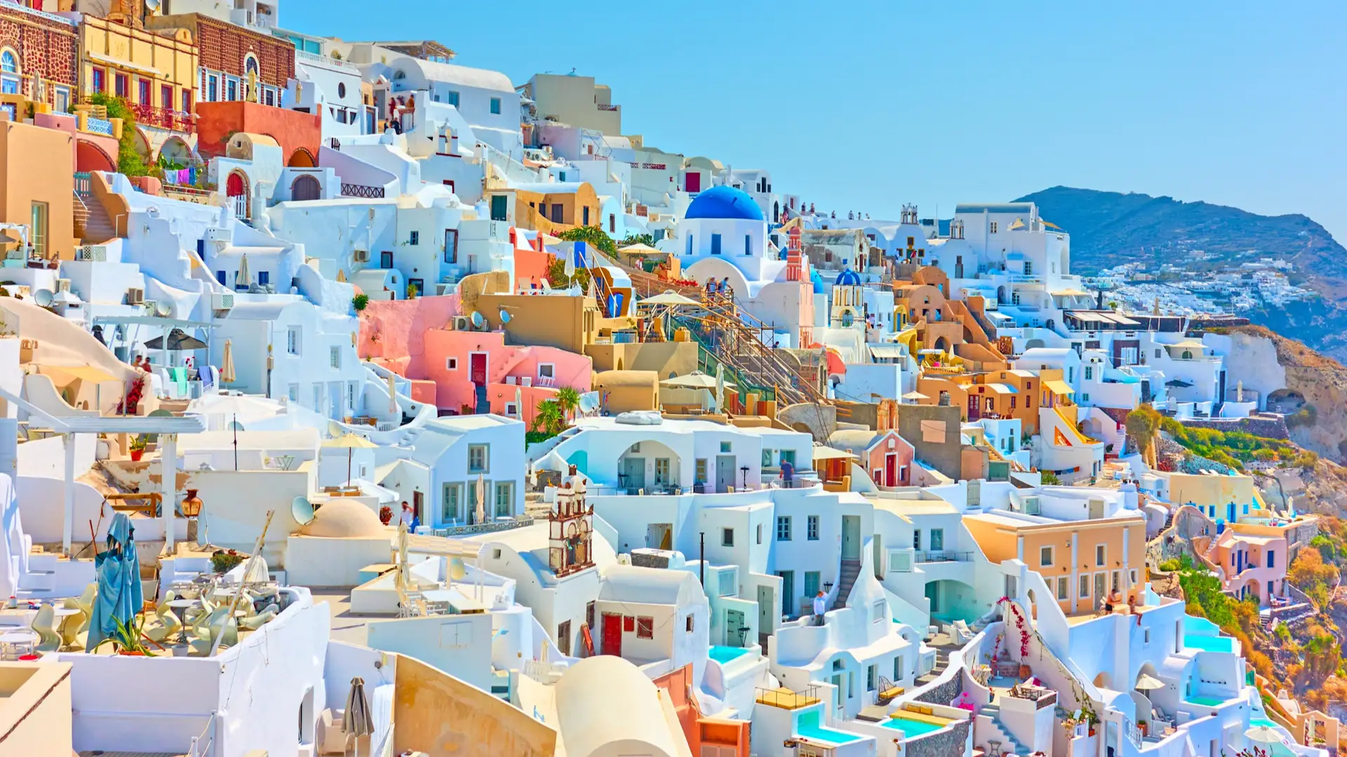 Tableau Sur Toile L'architecture Traditionnelle Du Village D'Oia Sur L'île De Santorin, Gre