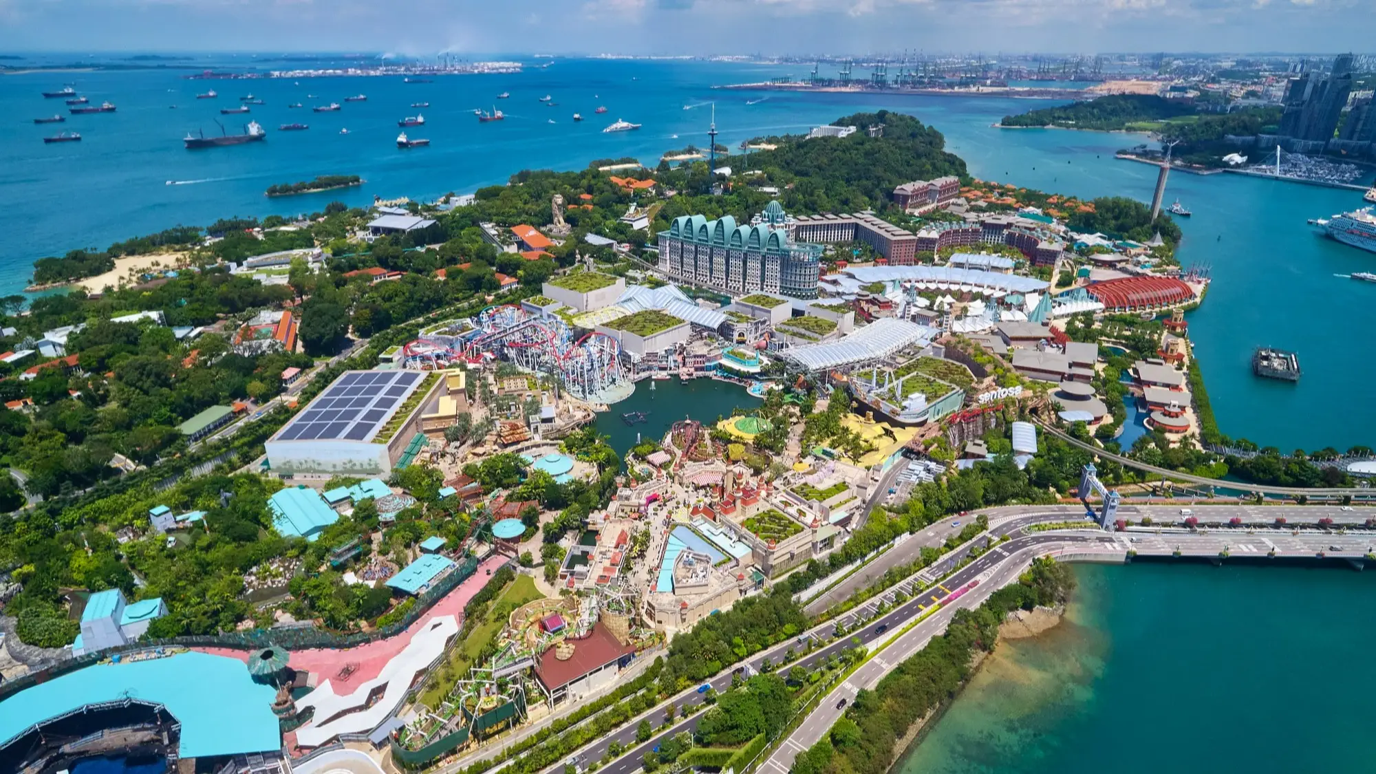 Vue aérienne des studios Universal, Singapour.