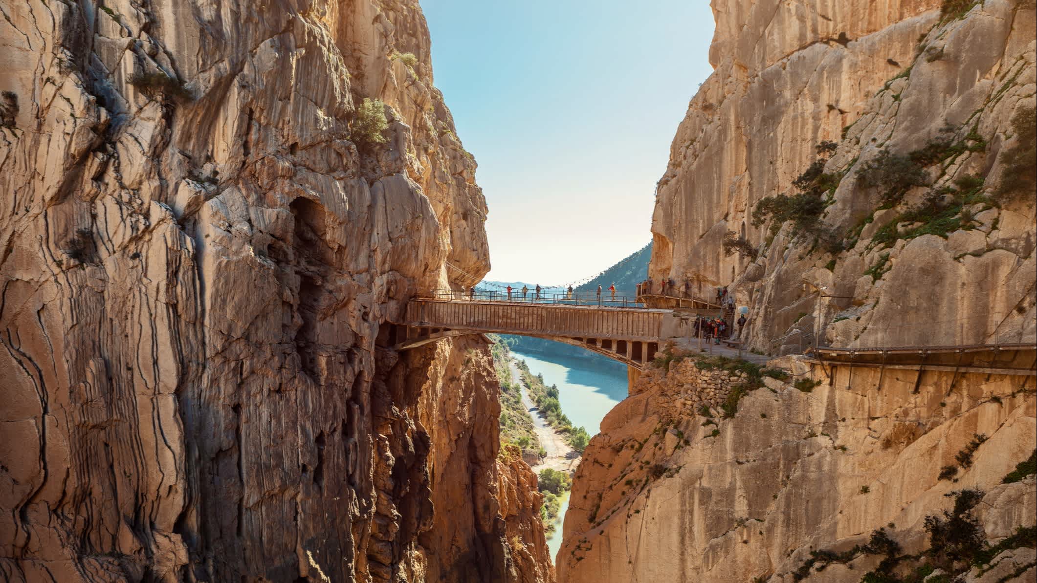 Fin du sentier de randonnée "Caminito Del Rey" en Andalousie, Espagne

