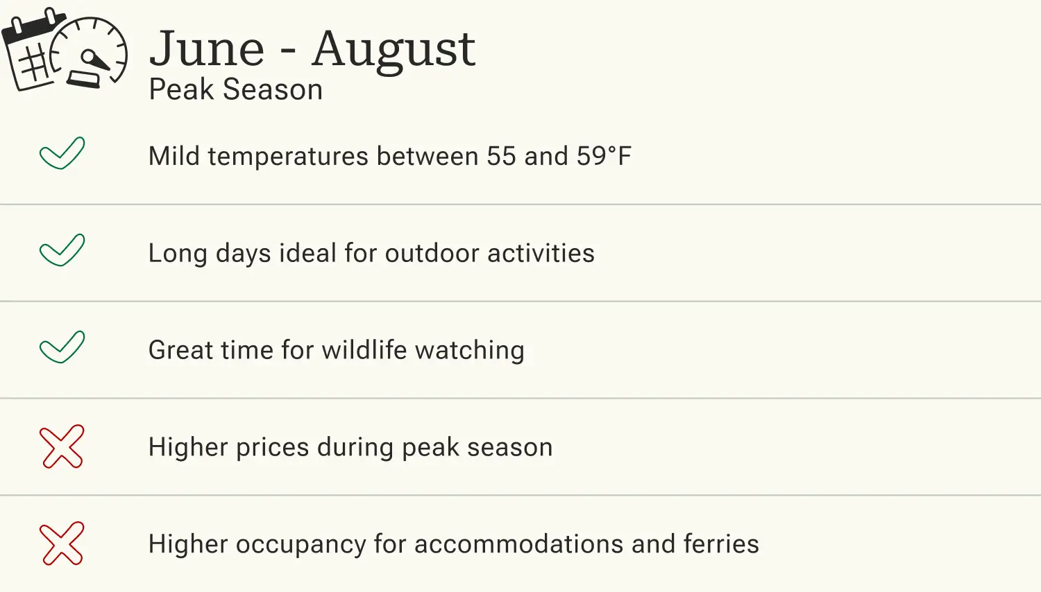 Advantages and disadvantages of traveling to the Shetland Islands in high season.