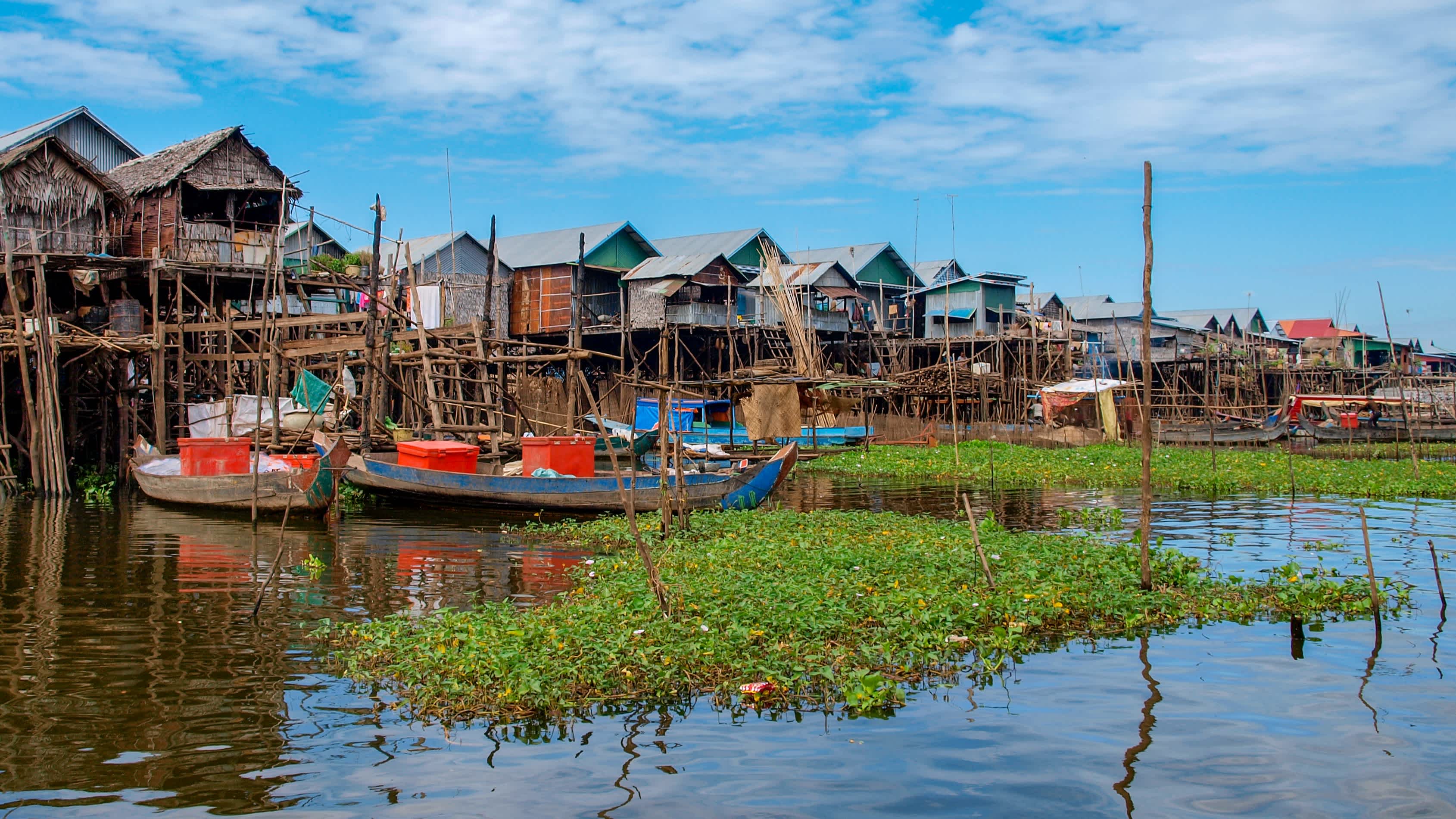 Tonle Sap See und das Dorf auf dem Wasser, Siem Reap, Kambodscha.

