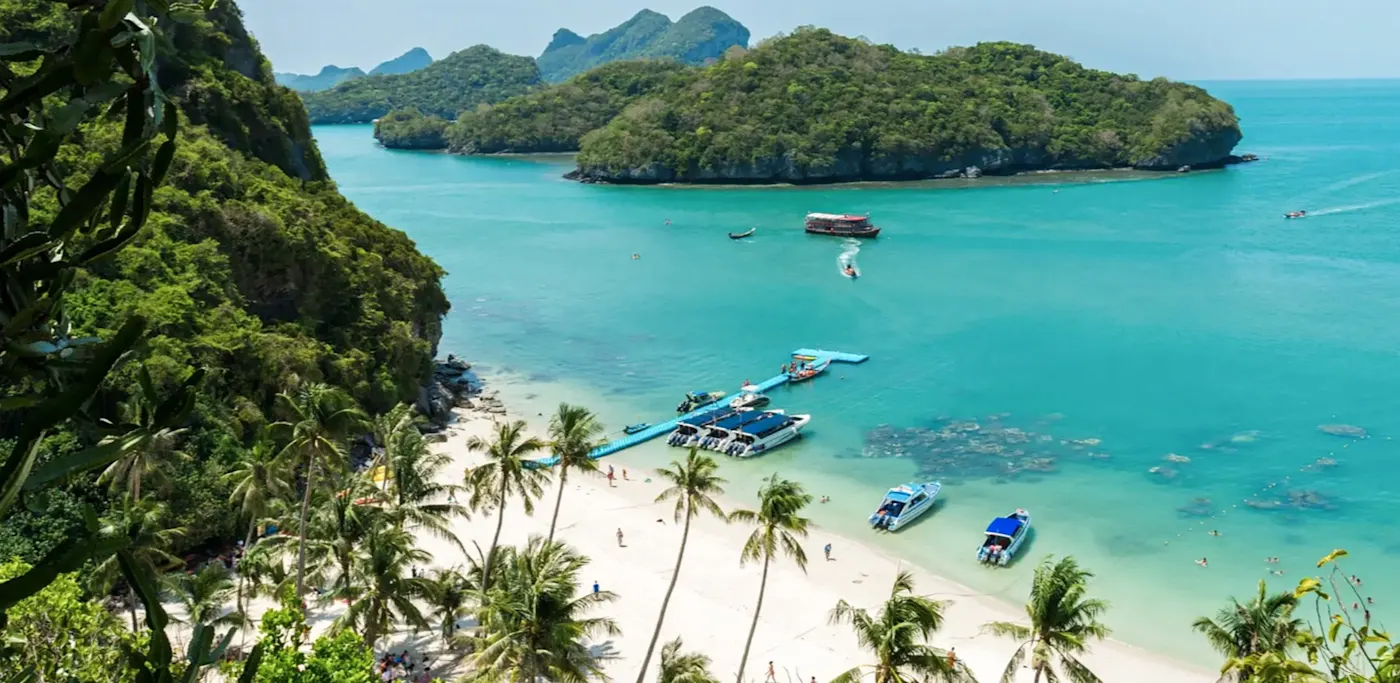 Vue aérienne de la plage, Koh Samui, Thaïlande.