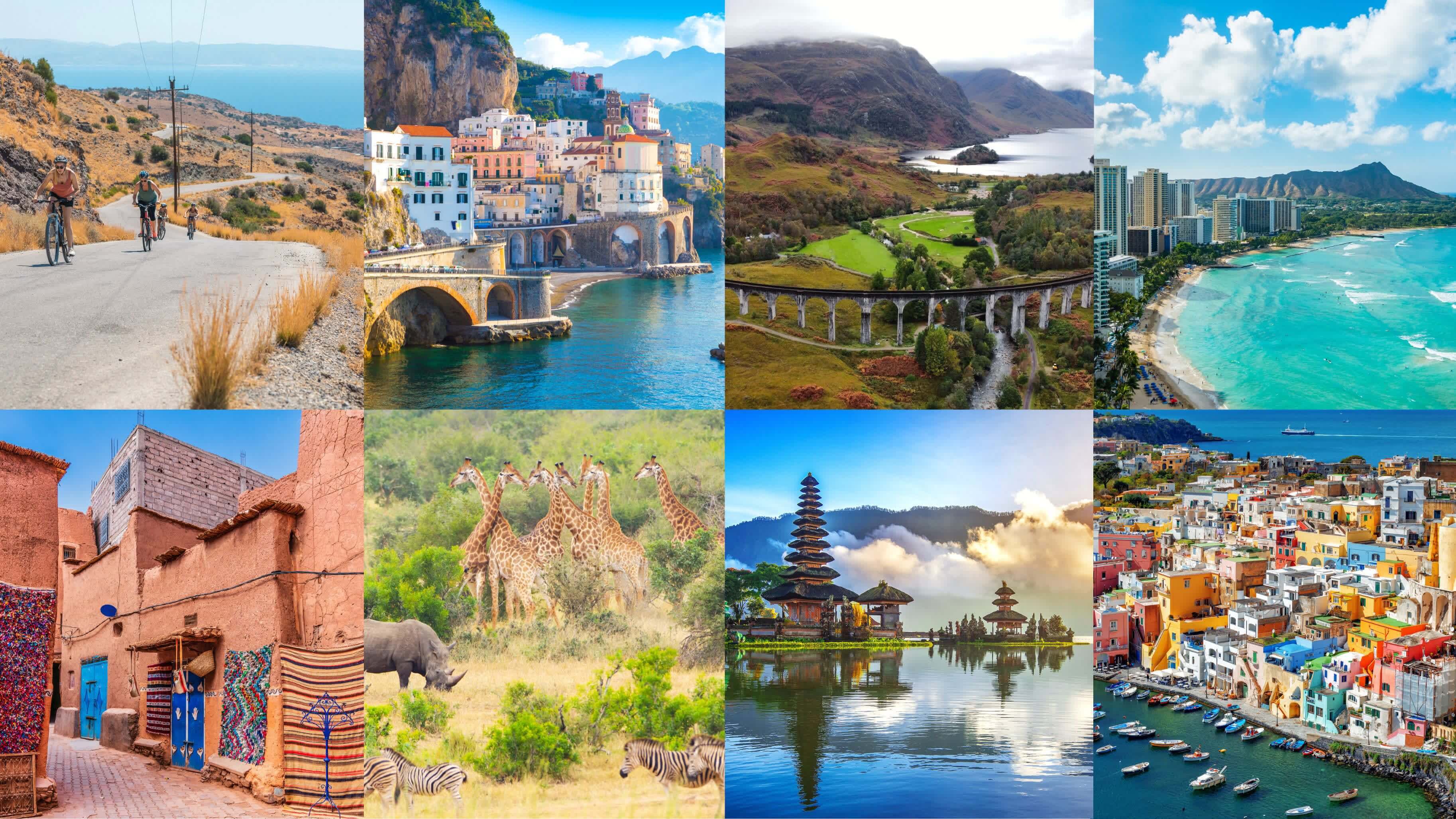Collage de 8 destinations pour le mois de mai