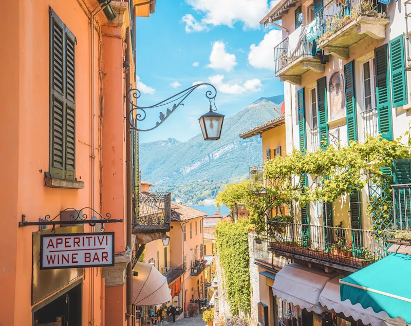 Italien, Comer See, Bellagio Schöne Straße in Bellagio am Comer See in Italien.