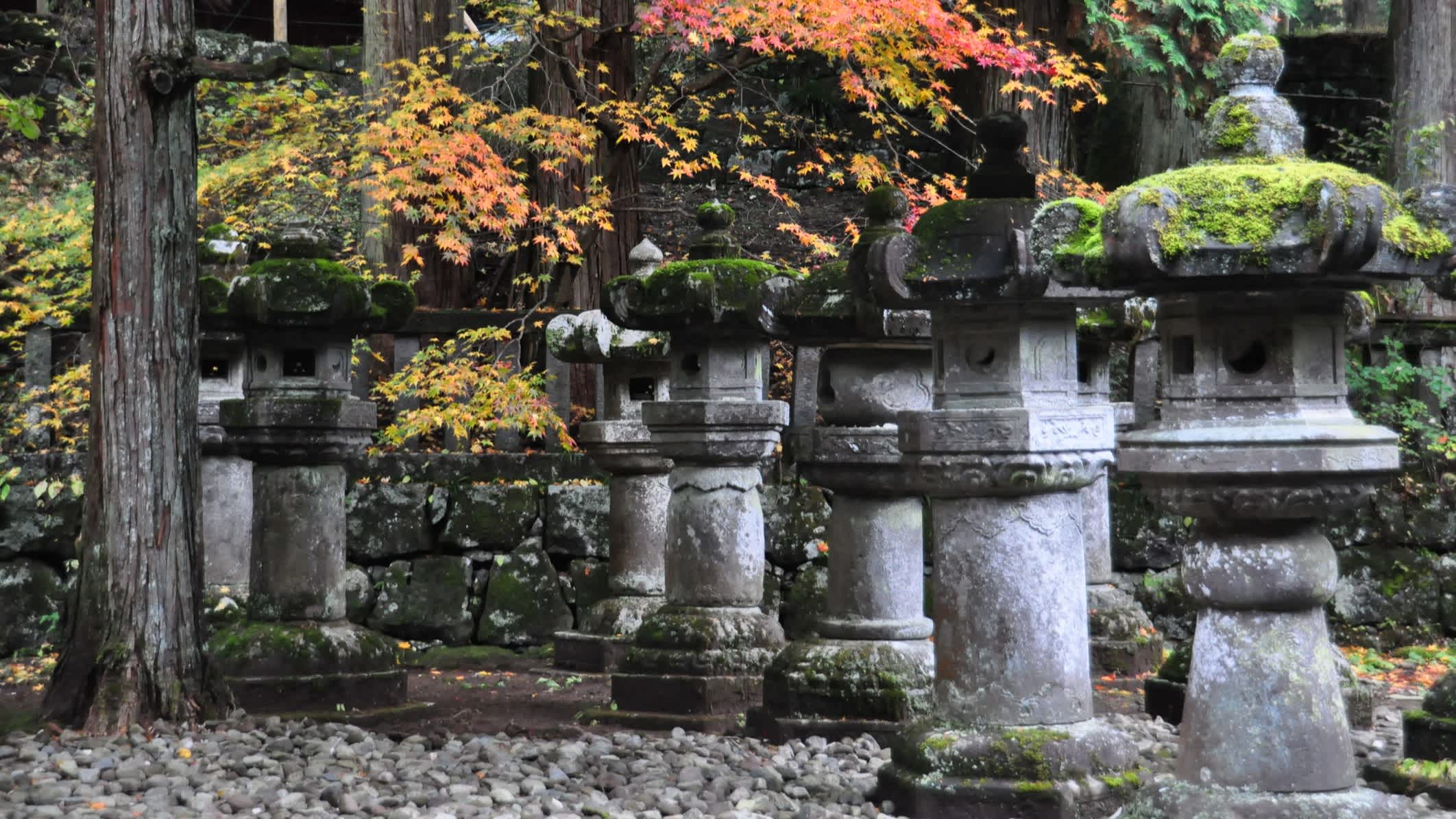 Lanternes en pierre au sanctuaire Toshogu, Japon