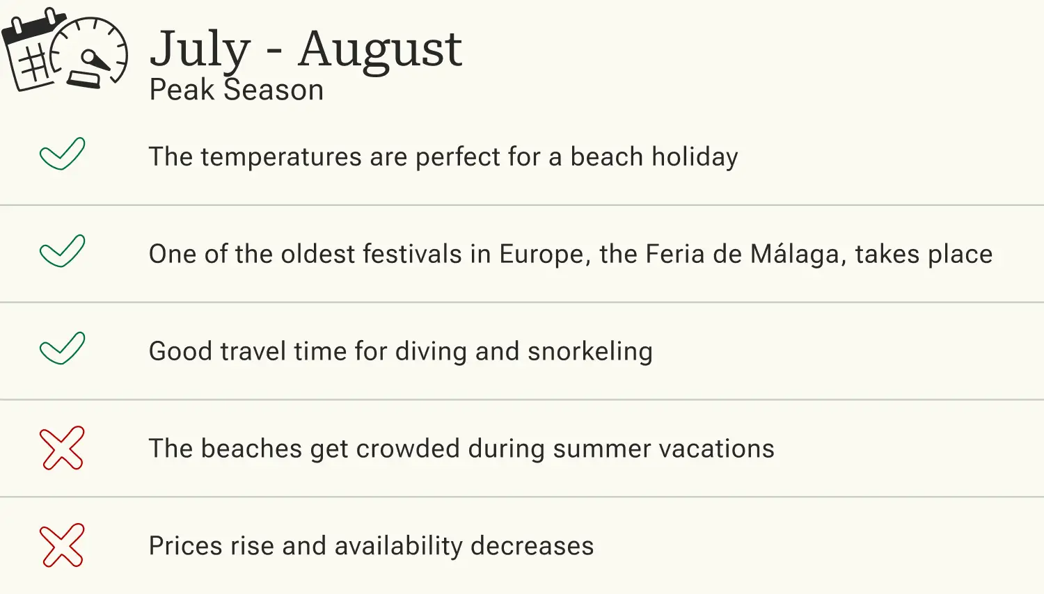 Advantages and disadvantages of traveling to Andalusia in high season