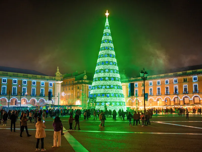 The Christmas tree at Praça do Comércio in Lisbon, Portugal.