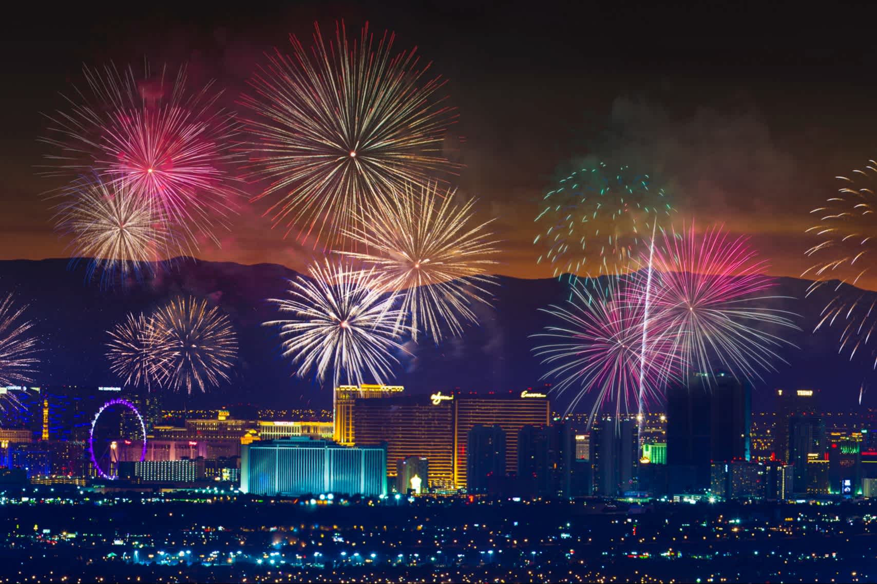 Feuerwerk über der Skyline Las Vegas'