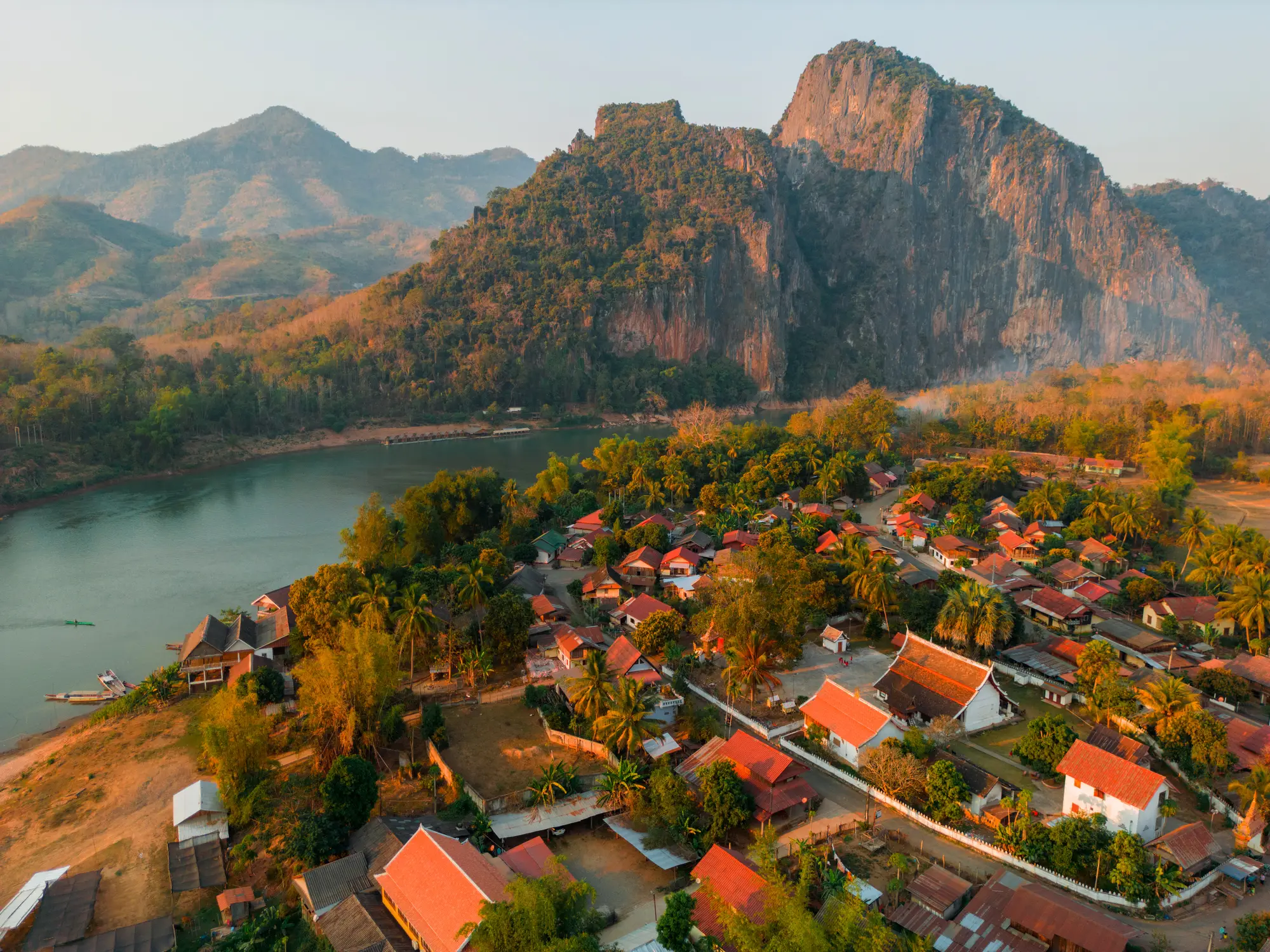 Laos, Luang Prabang, coucher de soleil