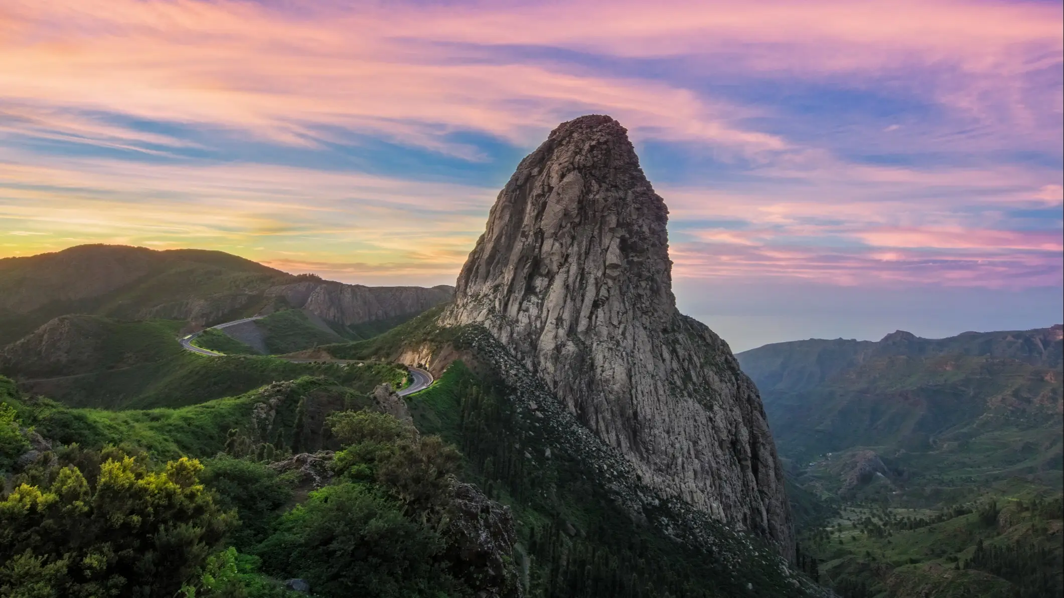 Roque Argando bei Sonnenaufgang-La Gomera, Spanien.

