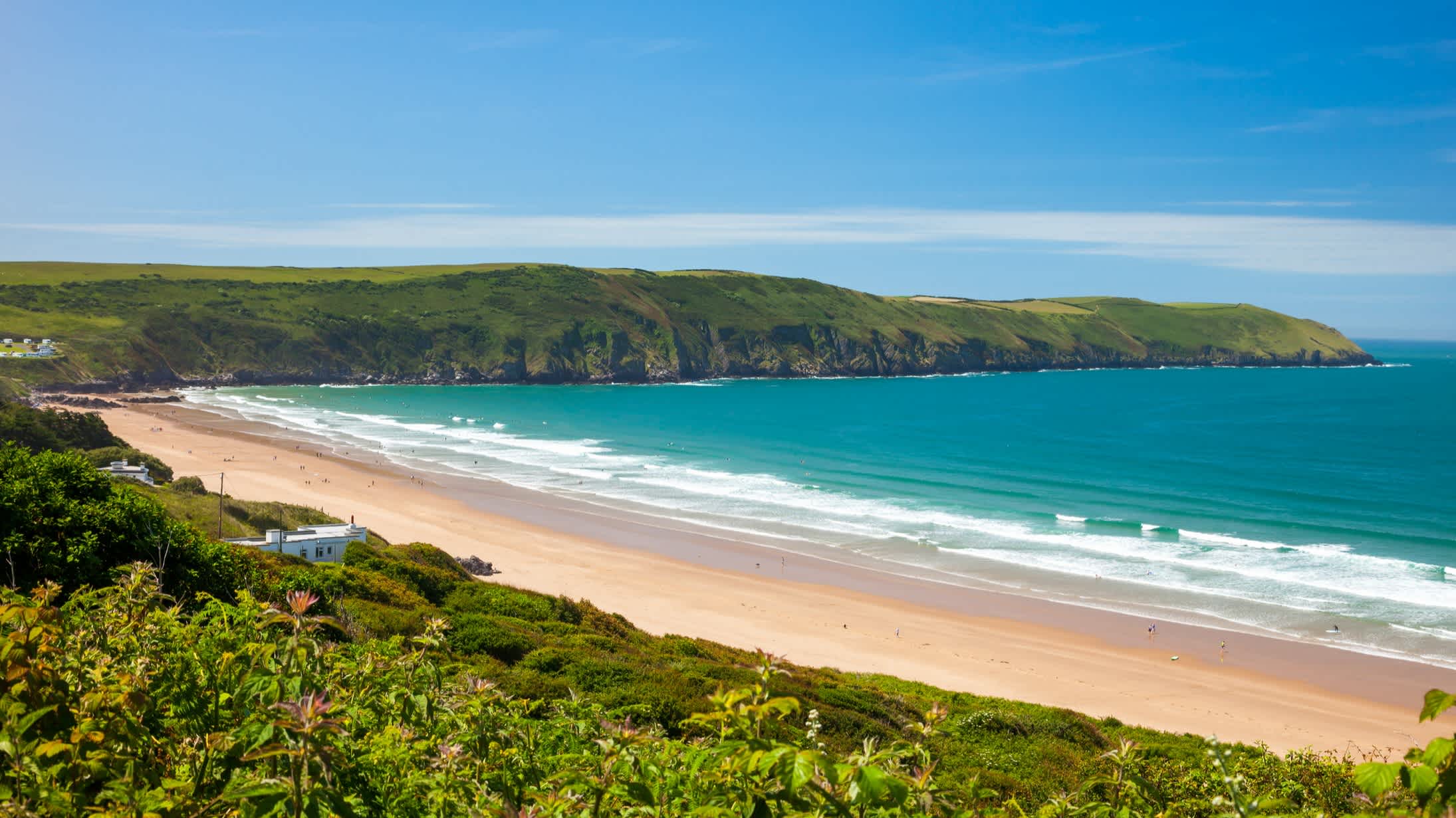 Blick auf Putsborough Sands von Woolacombe Warren Devon England, Europa