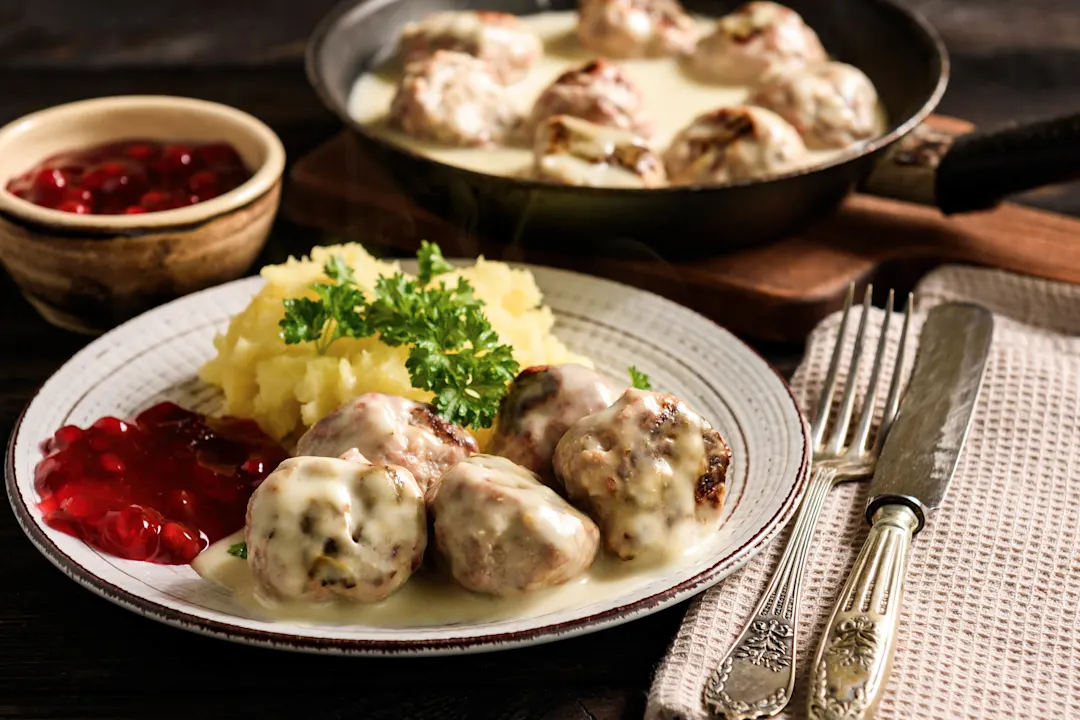 Schweden, Schwedische Kultur, Fleischbällchen, Speisen, Kartoffelpüree


