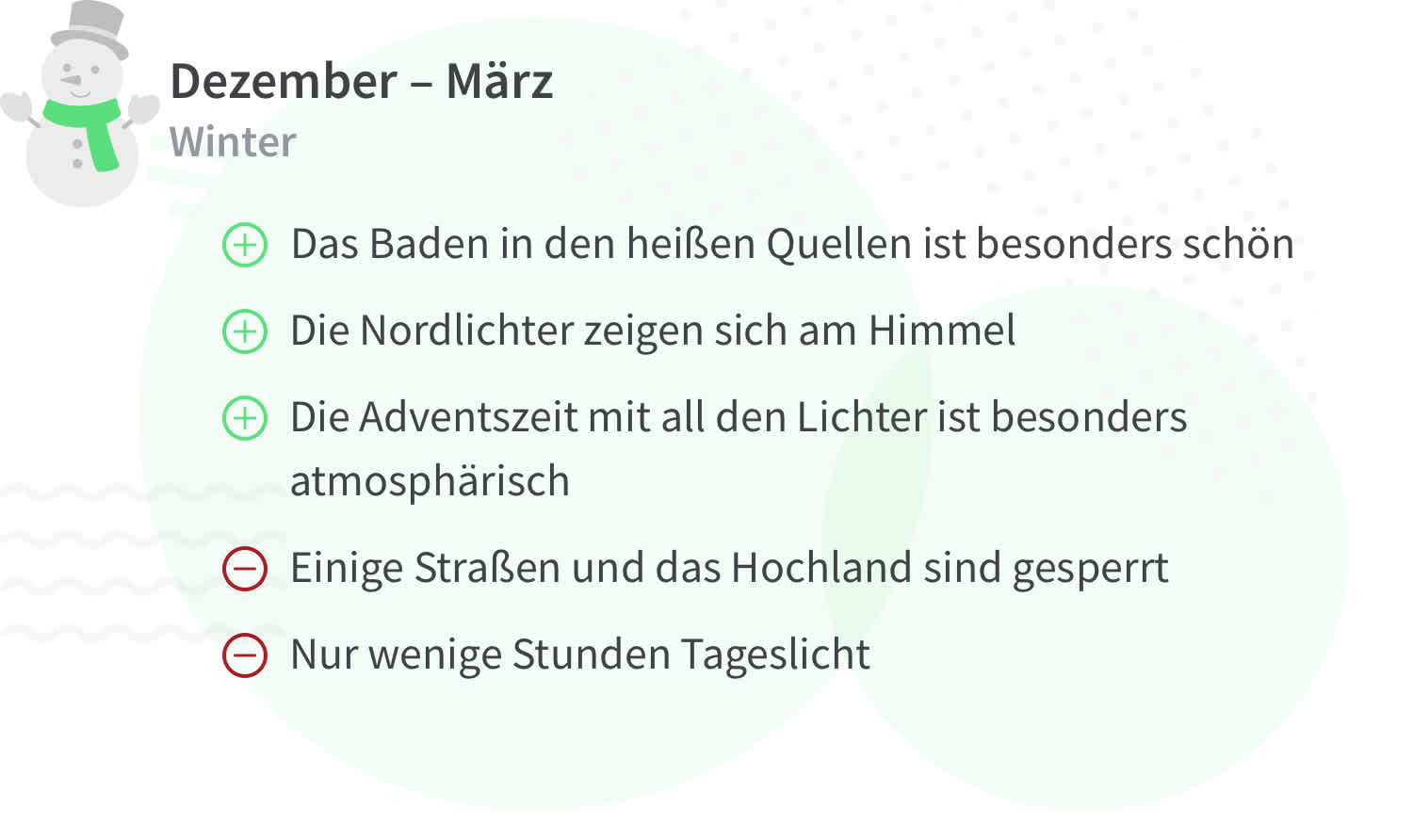 Vor- und Nachteile einer Reise nach Island im Winter (Dezember - März)