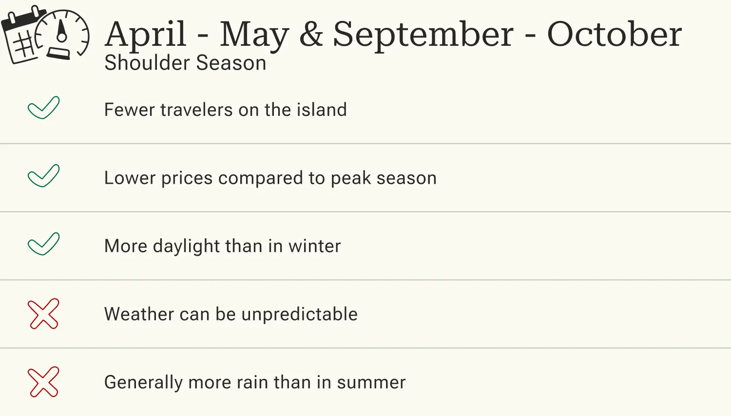 Advantages and disadvantages of traveling to the Shetland Islands in the shoulder season.