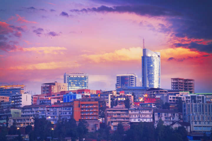 See the skyline of Kigali at night, pictured here, on a Rwanda tour