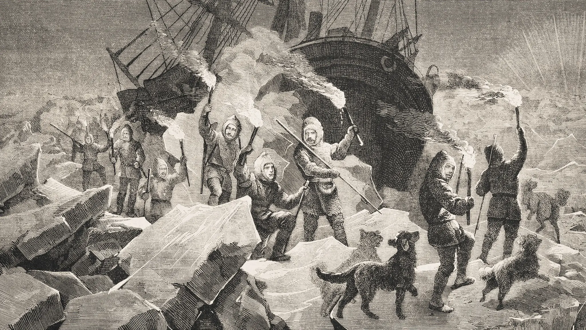 Explorateurs polaires, Norvège Illustration d'explorateurs polaires du 19e siècle