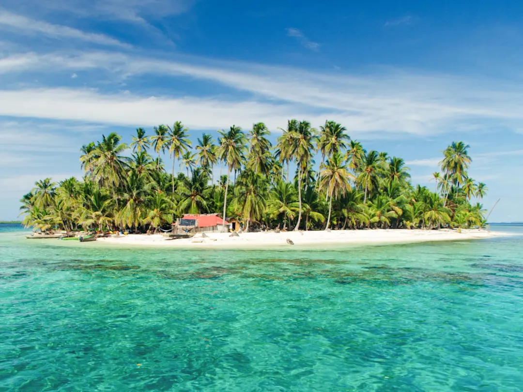 Blick auf den Strand der San Blas Inseln, Panama
